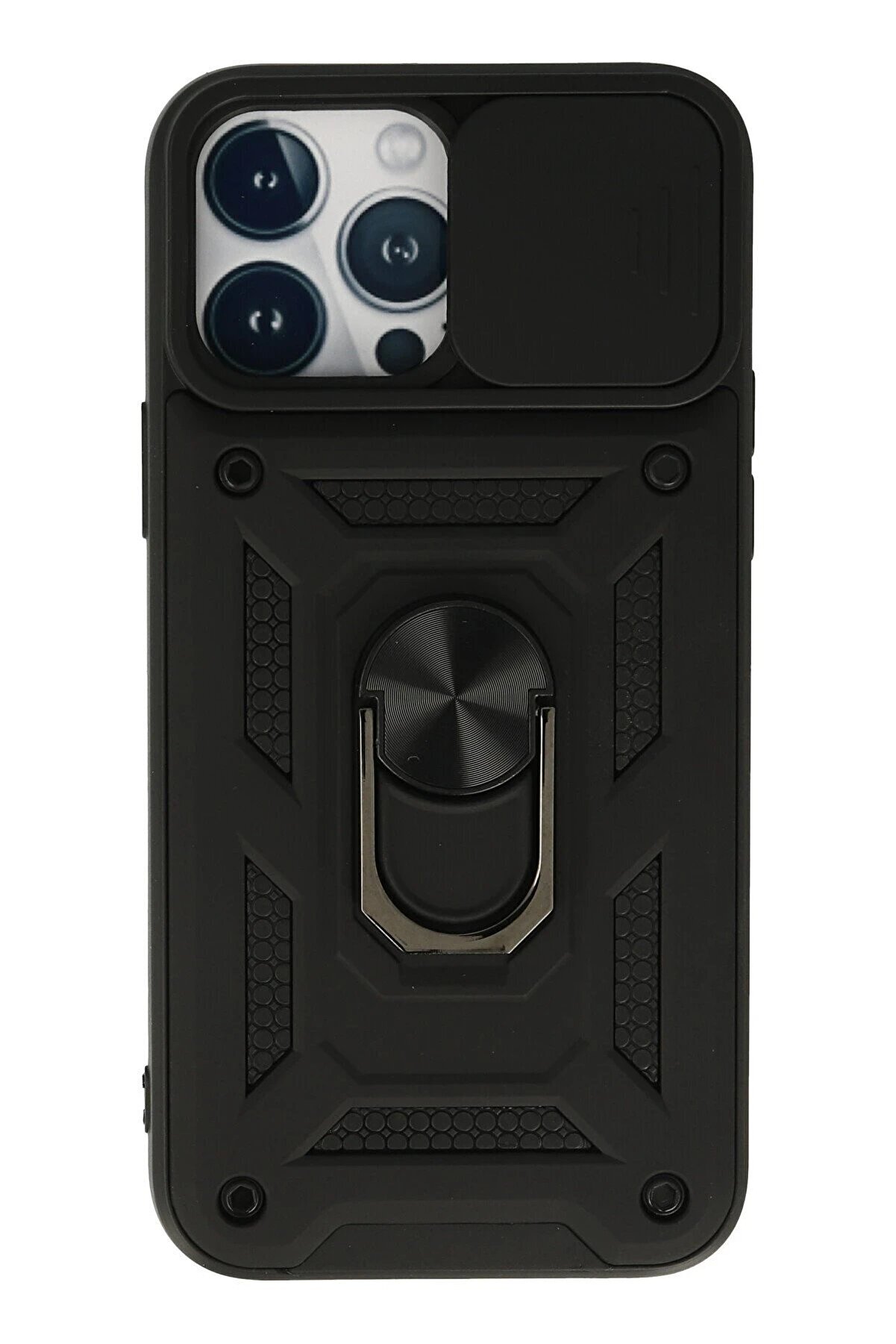 CepteToptan iPhone 13 Pro Max Kılıf Pars Lens Y&uuml;z&uuml;kl&uuml; Silikon - Siyah - DROPX4899-8230