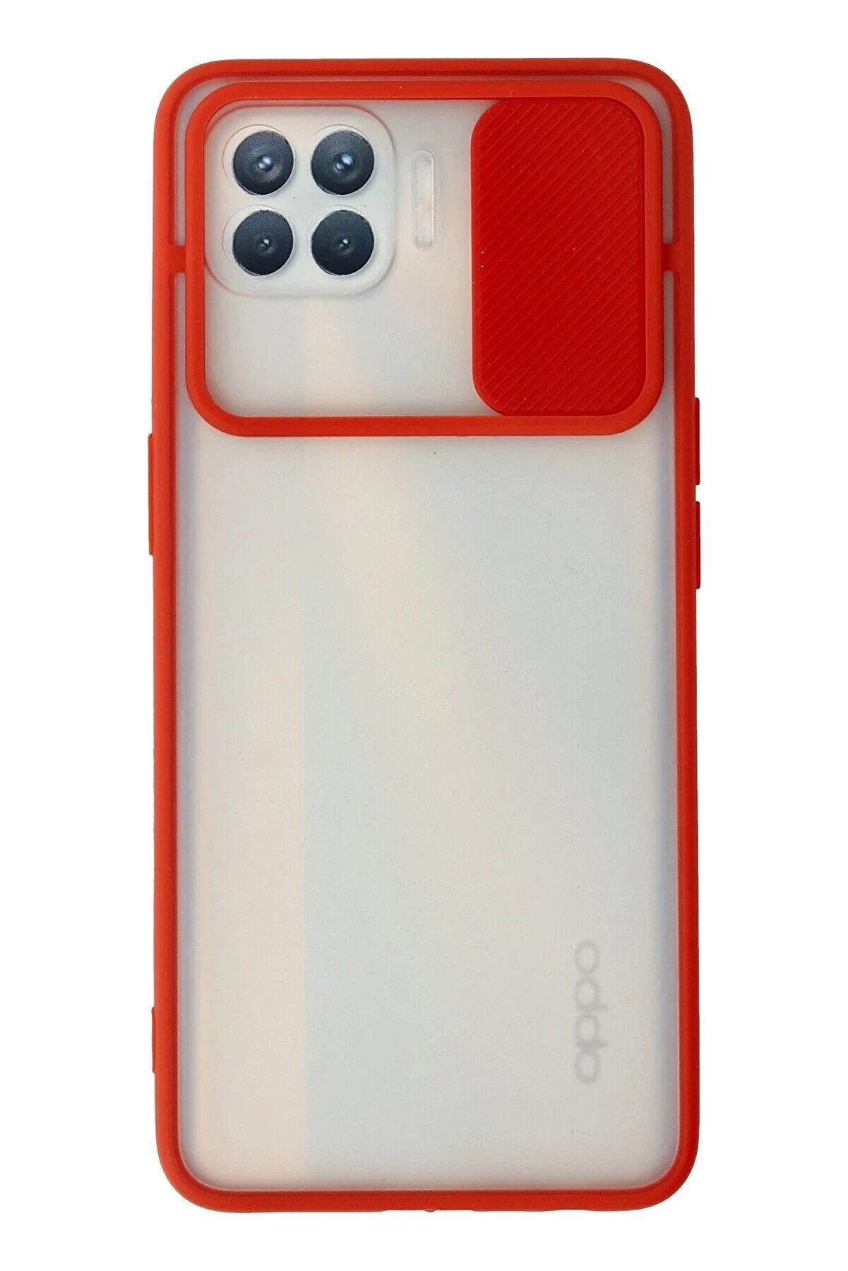 CepteToptan Oppo Reno 4 Lite Kılıf Palm Buzlu Kamera Sürgülü Silikon - Kırmızı - DROPX1840-6757