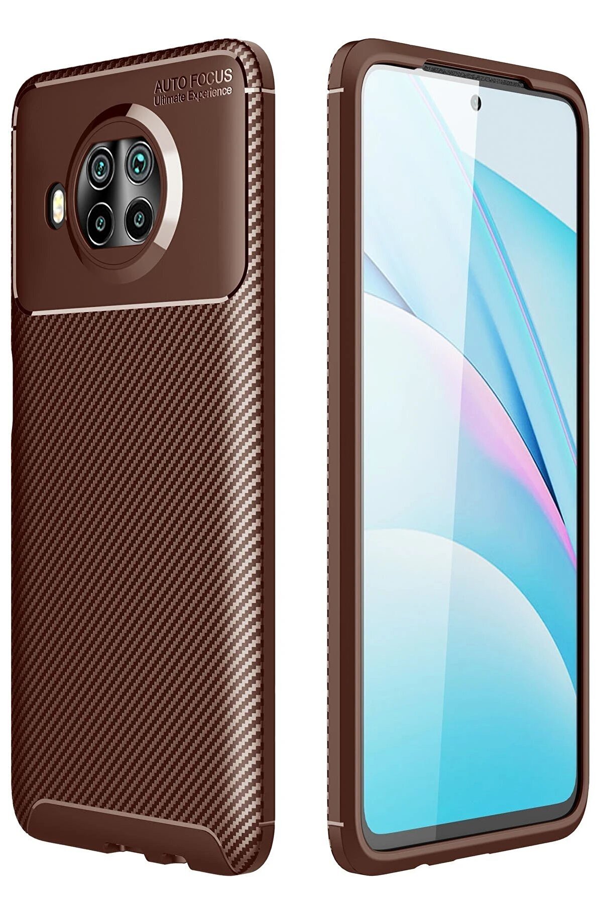 CepteToptan Xiaomi Mi 10T Lite Kılıf Auto Focus Karbon Kapak - Kahverengi - DROPX5595-9522