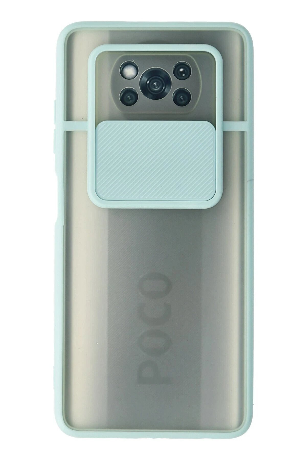 CepteToptan Xiaomi Pocophone X3 Kılıf Palm Buzlu Kamera Sürgülü Silikon - Turkuaz - DROPX3538-1980