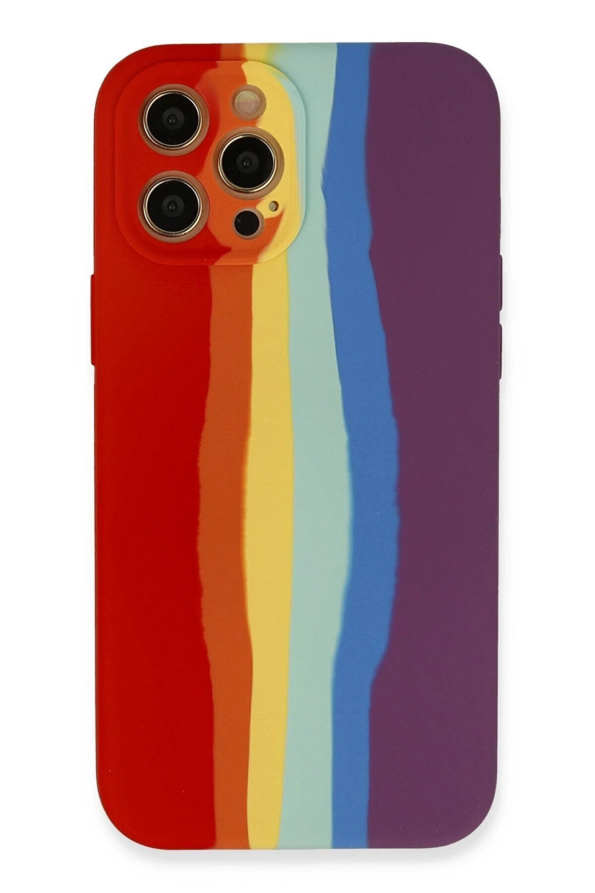 CepteToptan iPhone 12 Pro Max Kılıf Ebruli Lansman Silikon - Kırmızı-Mor - DROPX1521-4466