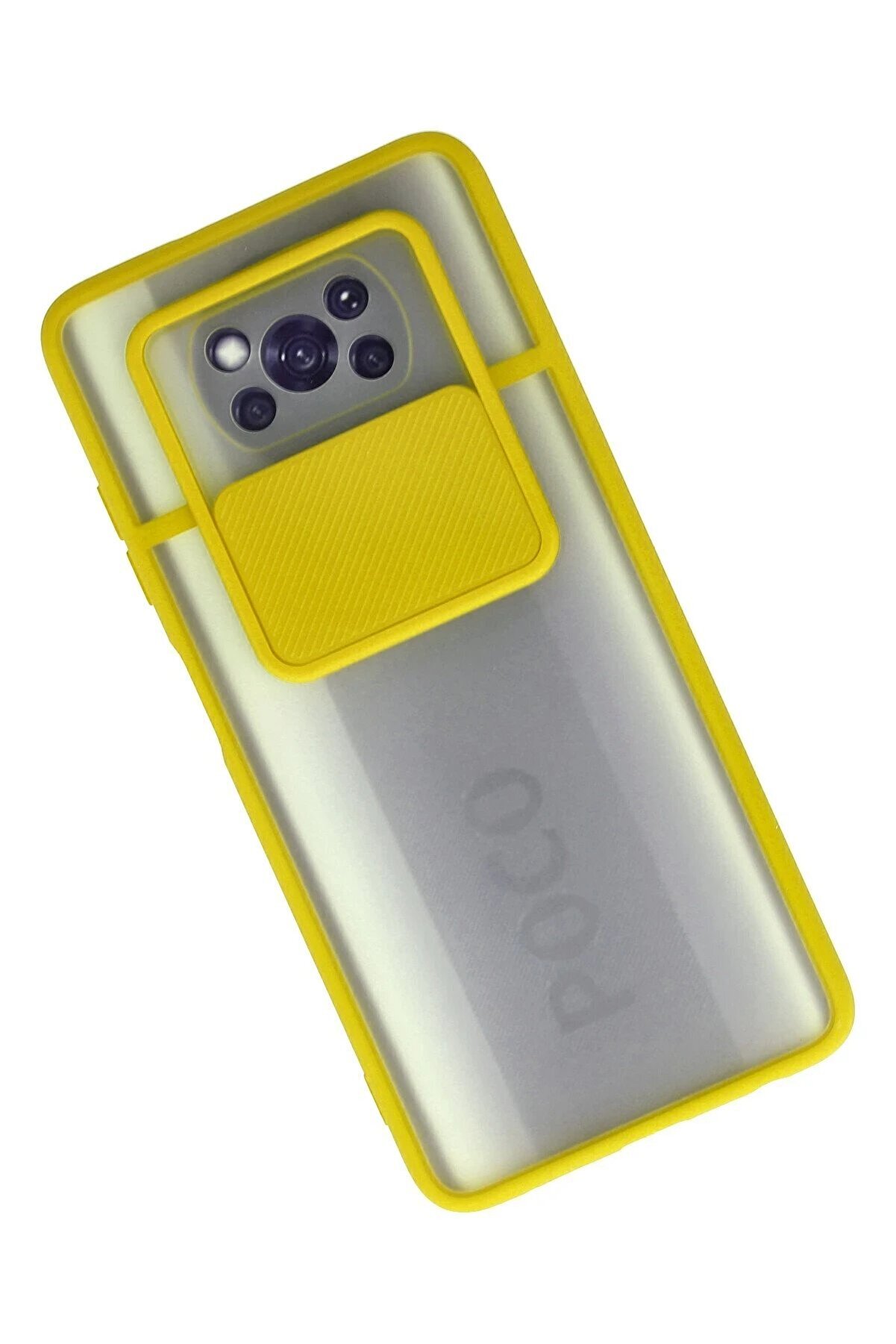 Xi̇aomi̇ Pocophone X3 Kılıf Palm Buzlu Kamera Sürgülü Si̇li̇kon - Sarı - Dropx9279-7725