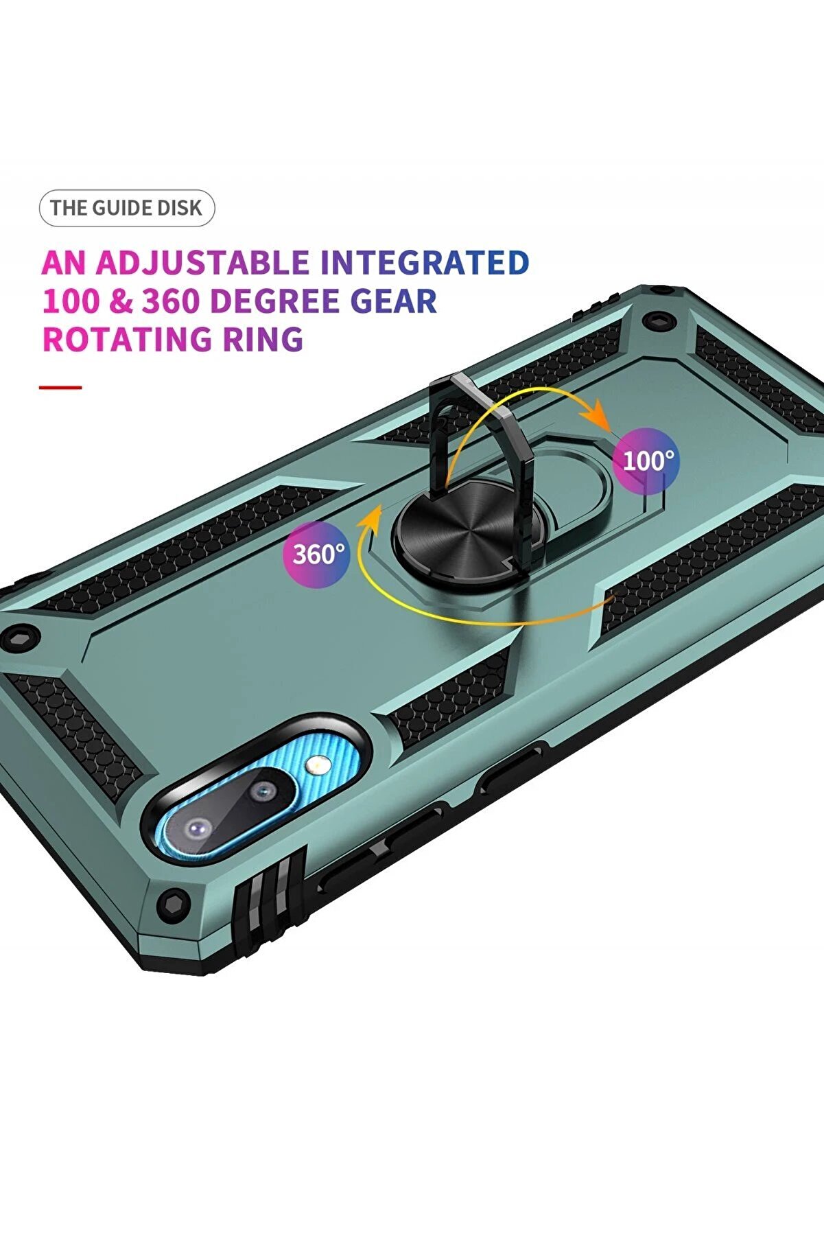 Samsung Galaxy A02 Kılıf Sofya Yüzüklü Si̇li̇kon Kapak - Yeşi̇l - Dropx4952-9805