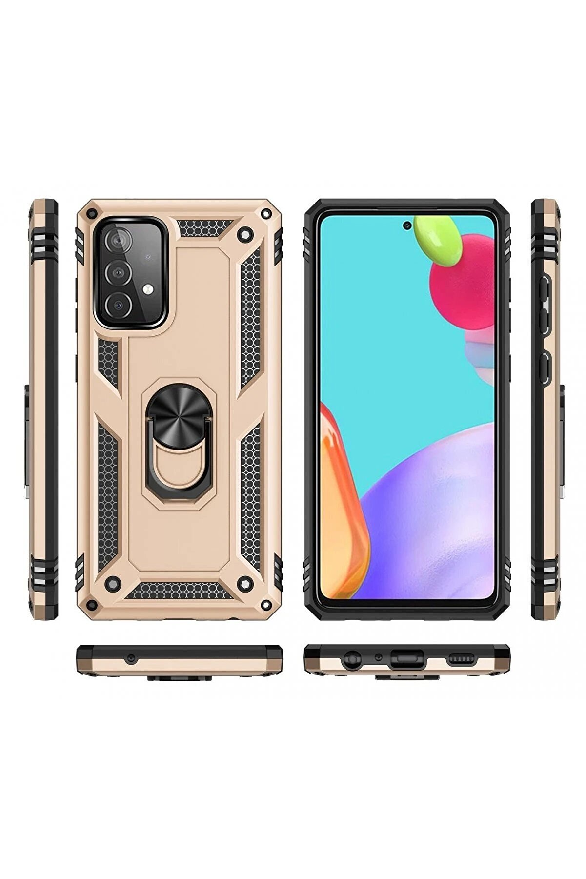 Samsung Galaxy A53 5G Kılıf Sofya Yüzüklü Si̇li̇kon Kapak - Gold - Dropx2470-7888