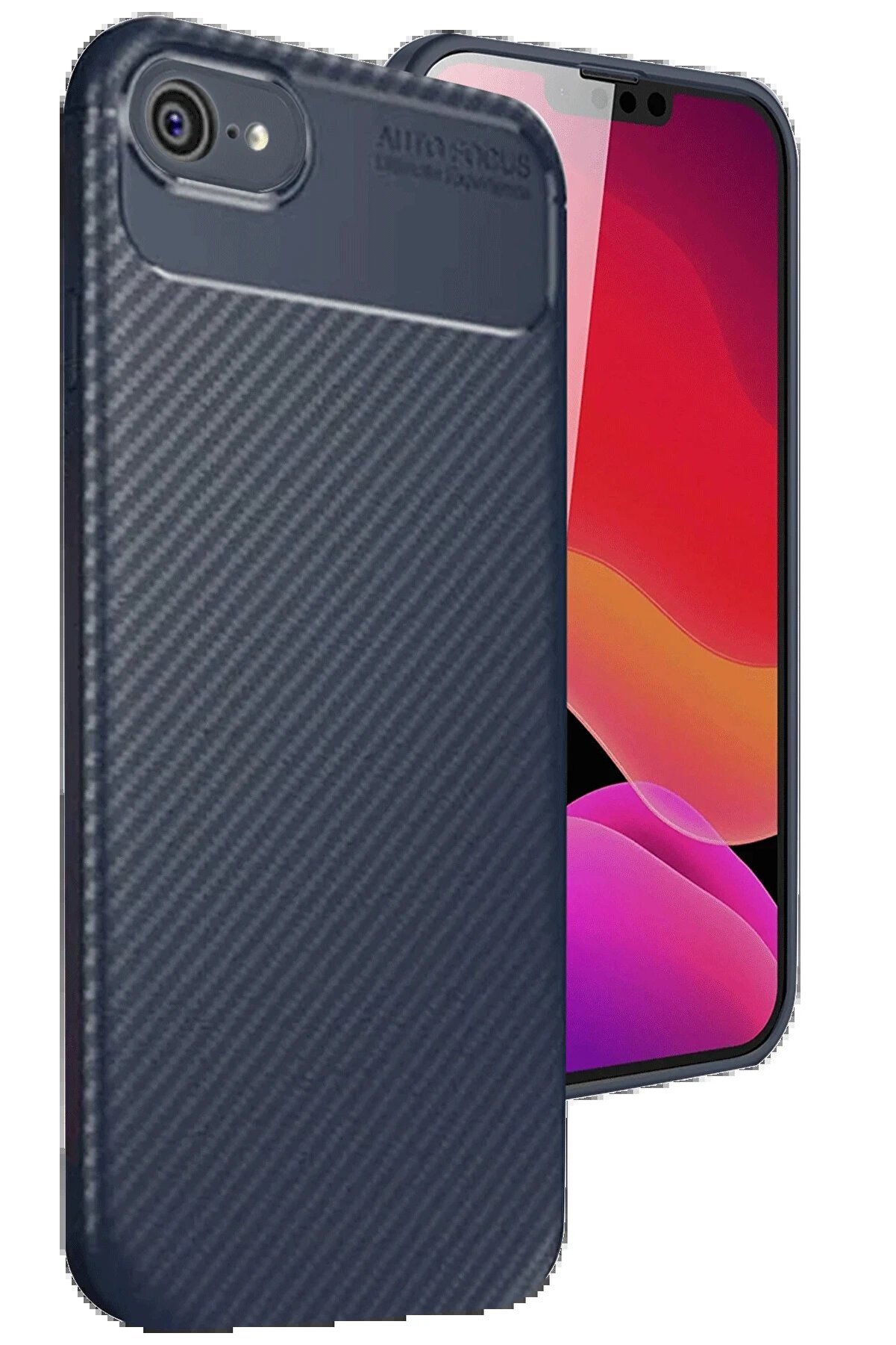 CepteToptan iPhone 16E Kılıf Auto Focus Karbon Kapak - Lacivert - DROPX9151-6118