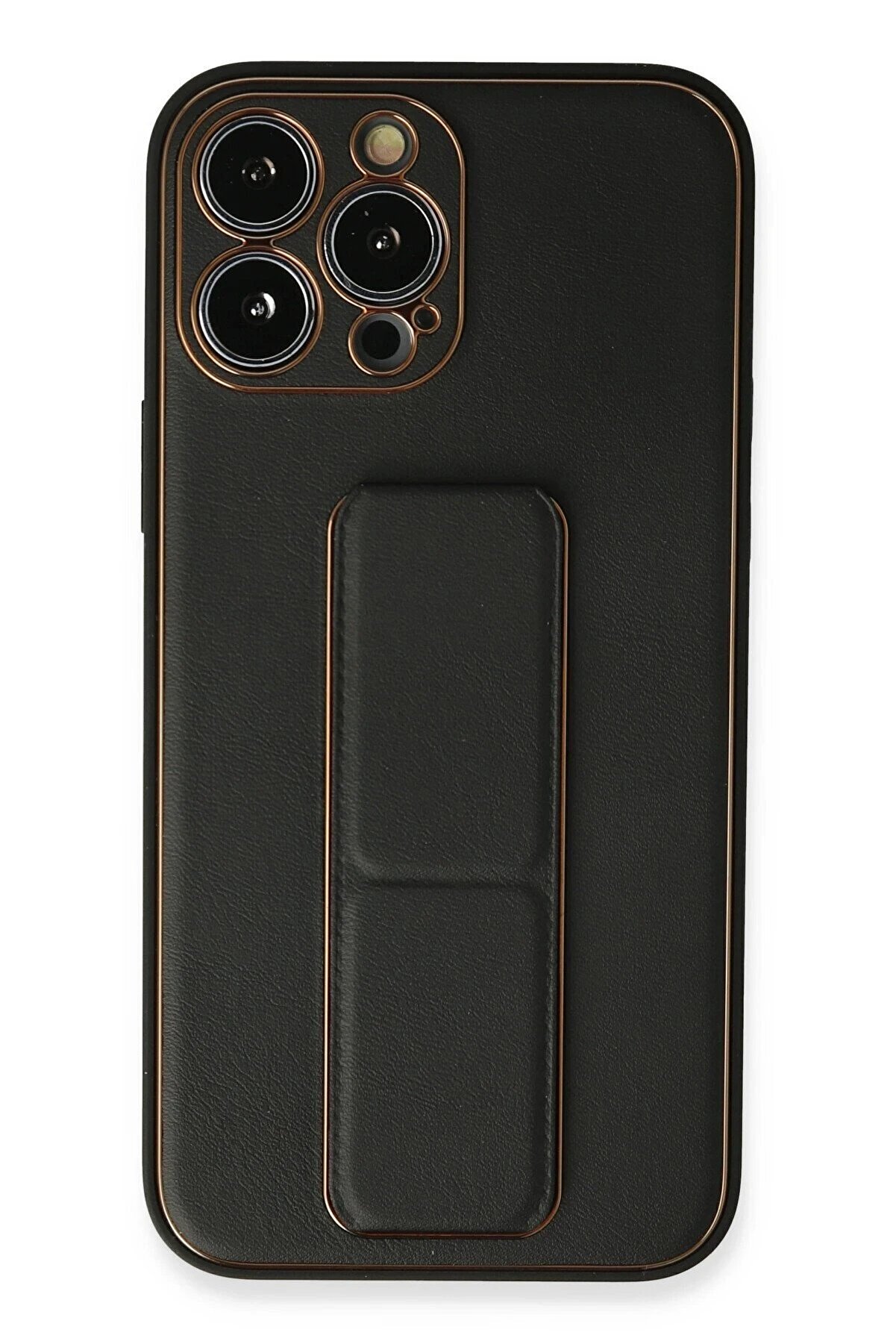 CepteToptan iPhone 13 Pro Kılıf Coco Deri Standlı Kapak - Siyah - DROPX1287-6653