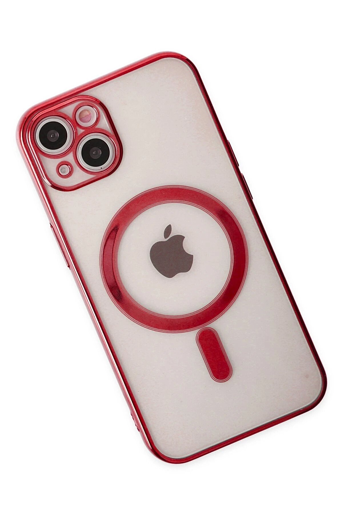 İphone 14 Plus Kılıf Magneti̇csafe Lazer Si̇li̇kon - Kırmızı - Dropx6202-9440
