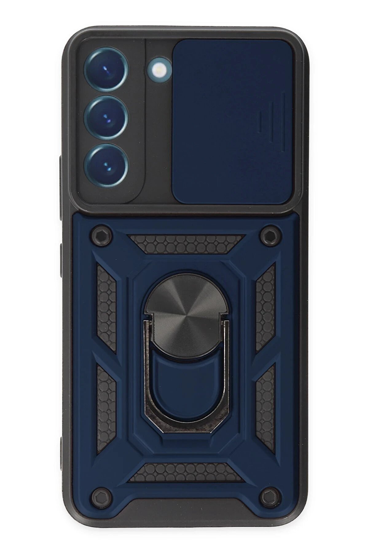 CepteToptan Samsung Galaxy S22 Kılıf Pars Lens Yüzüklü Silikon - Lacivert - DROPX9376-4454