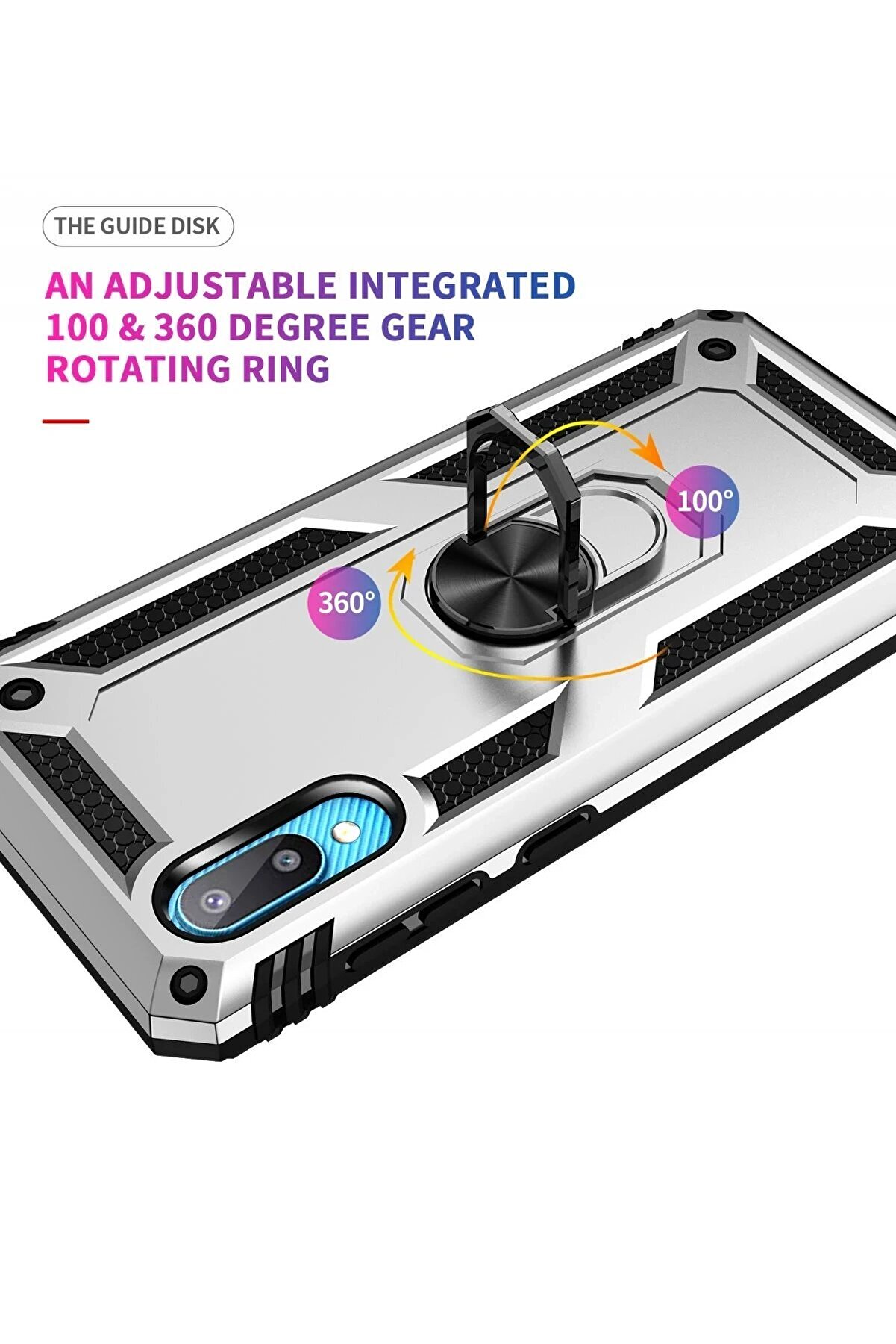 Samsung Galaxy A02 Kılıf Sofya Yüzüklü Si̇li̇kon Kapak - Gümüş - Dropx4398-7919