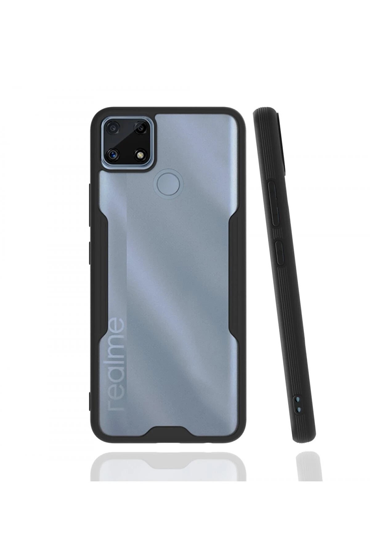 CepteToptan Realme C25 Kılıf Platin Silikon - Siyah - DROPX3235-8875