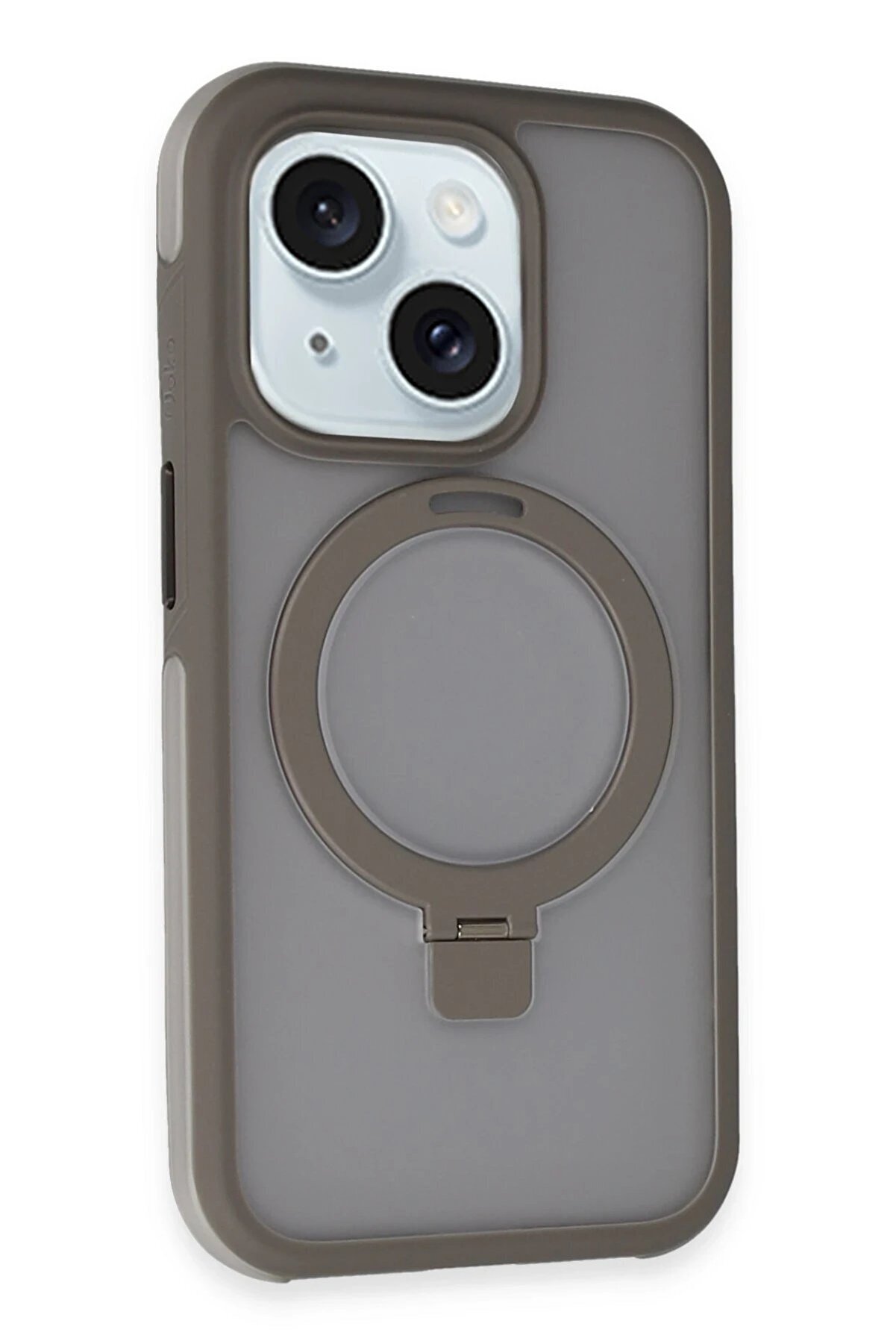 CepteToptan iPhone 15 Zorda Airbag Magsafe Standlı Kapak - Titan Gri - DROPX7358-1131