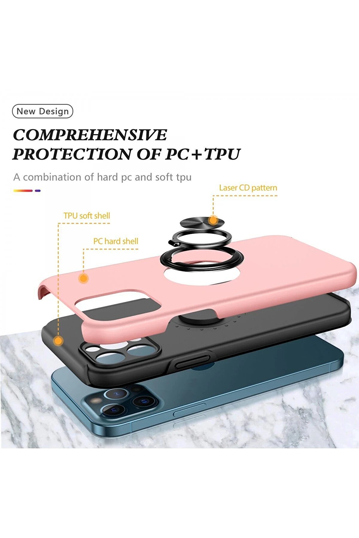 İphone 12 Pro Kılıf Eli̇t Y&uuml;z&uuml;kl&uuml; Kapak - Pembe - Dropx3196-5772