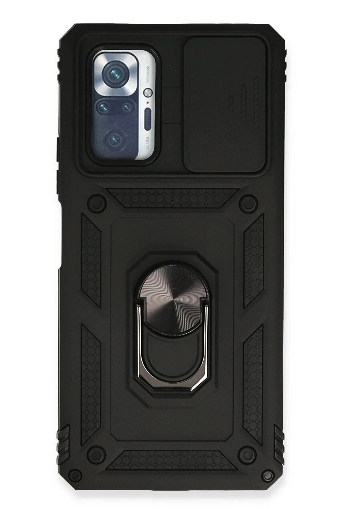 CepteToptan Xiaomi Redmi Note 10 Pro Kılıf Pars Lens Yüzüklü Silikon - Siyah - DROPX4764-6423