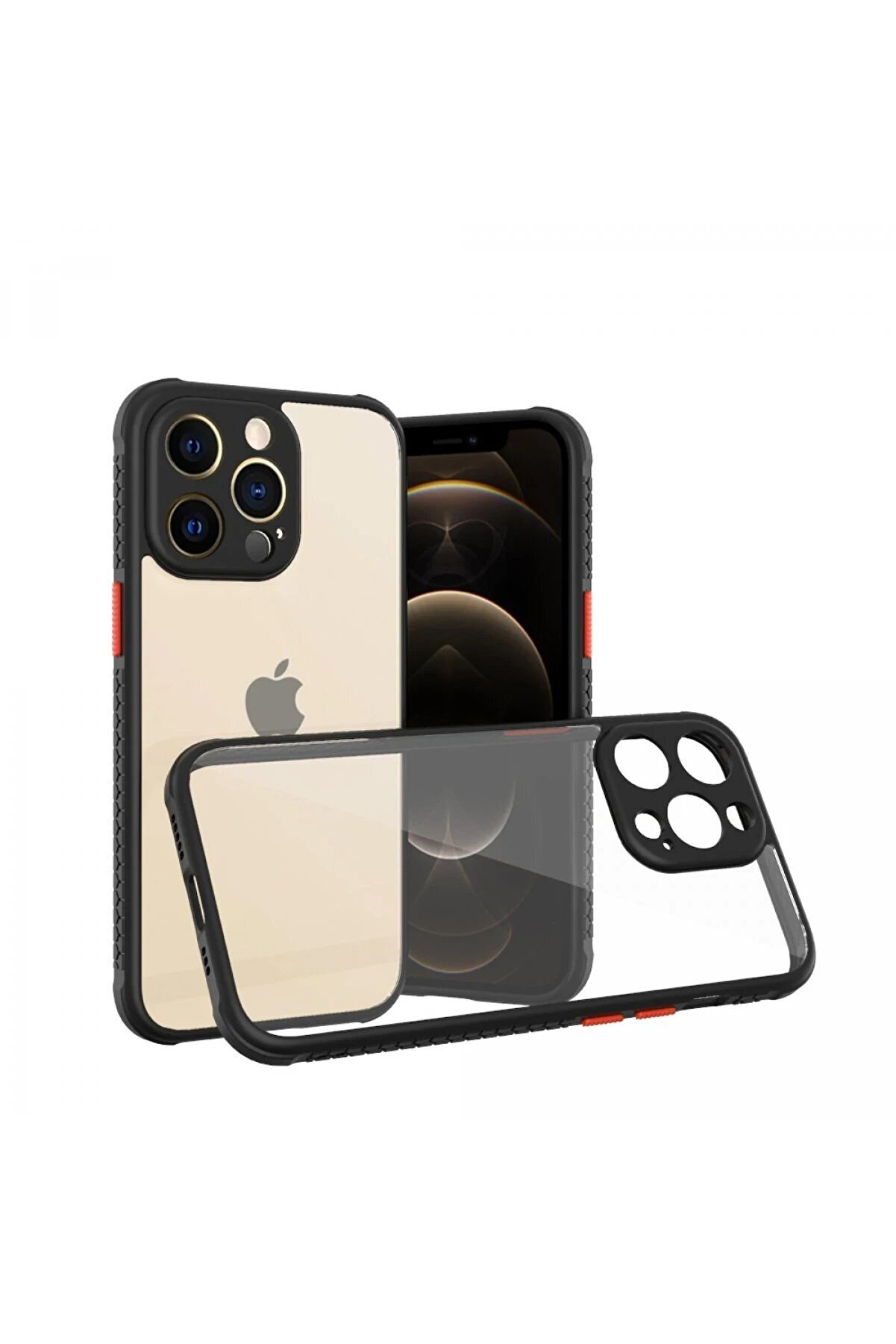 CepteToptan iPhone 13 Pro Kılıf Miami Şeffaf Silikon - Siyah - DROPX1352-1237