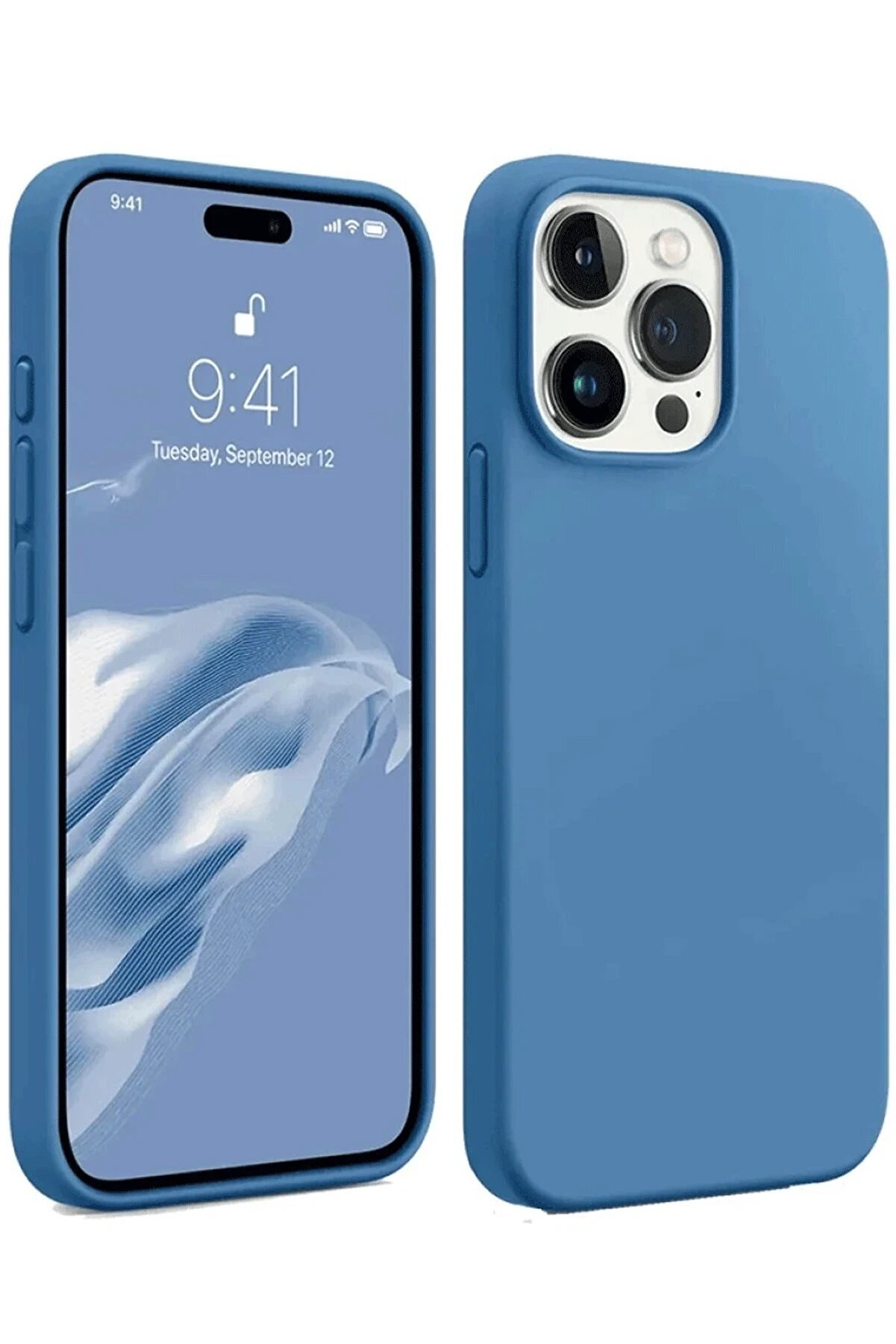 CepteToptan iPhone 15 Pro Kılıf First Silikon - Mavi - DROPX2936-2730