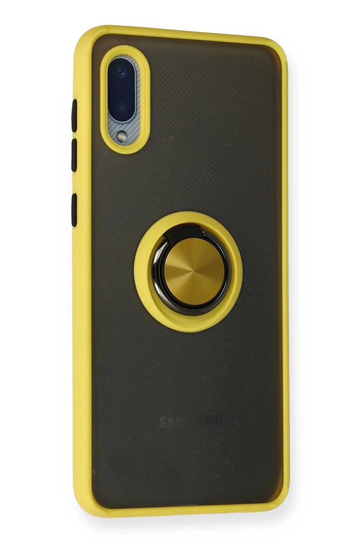Samsung Galaxy A02 Kılıf Montreal Yüzüklü Si̇li̇kon Kapak - Sarı - Dropx1398-5275