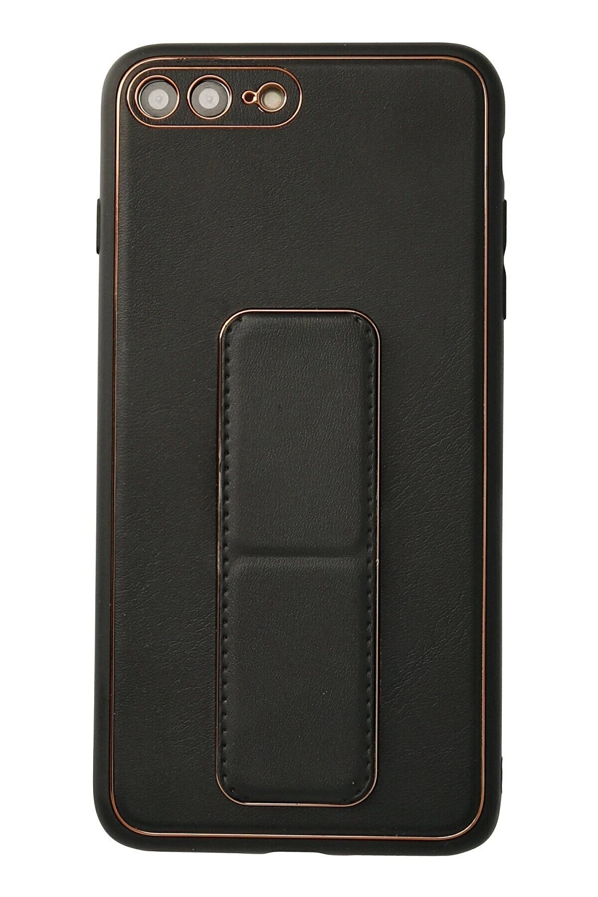 CepteToptan iPhone 7 Plus Kılıf Coco Deri Standlı Kapak - Siyah - DROPX3901-1033