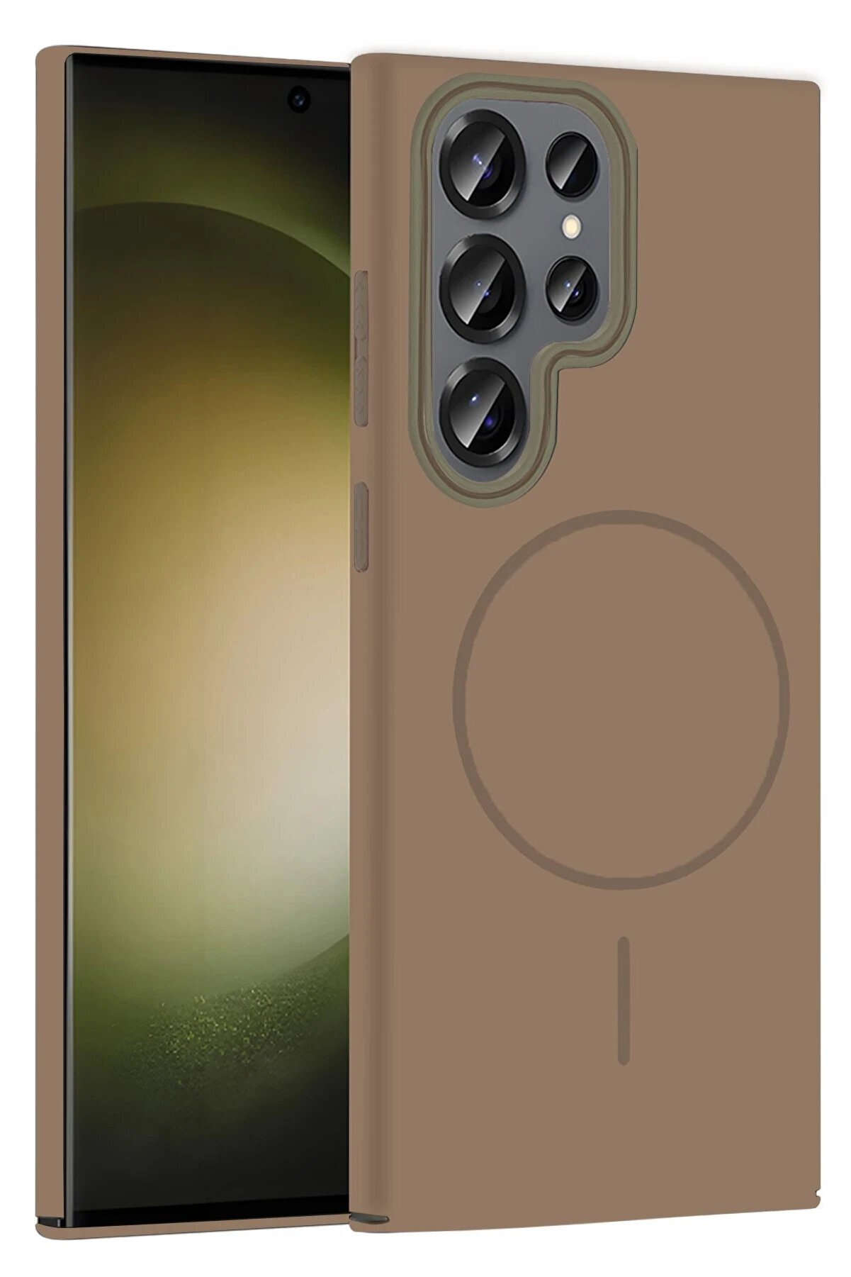 CepteToptan Samsung Galaxy S23 Ultra Broş Magsafe Kapak - Çöl Titanyum - DROPX6877-6242