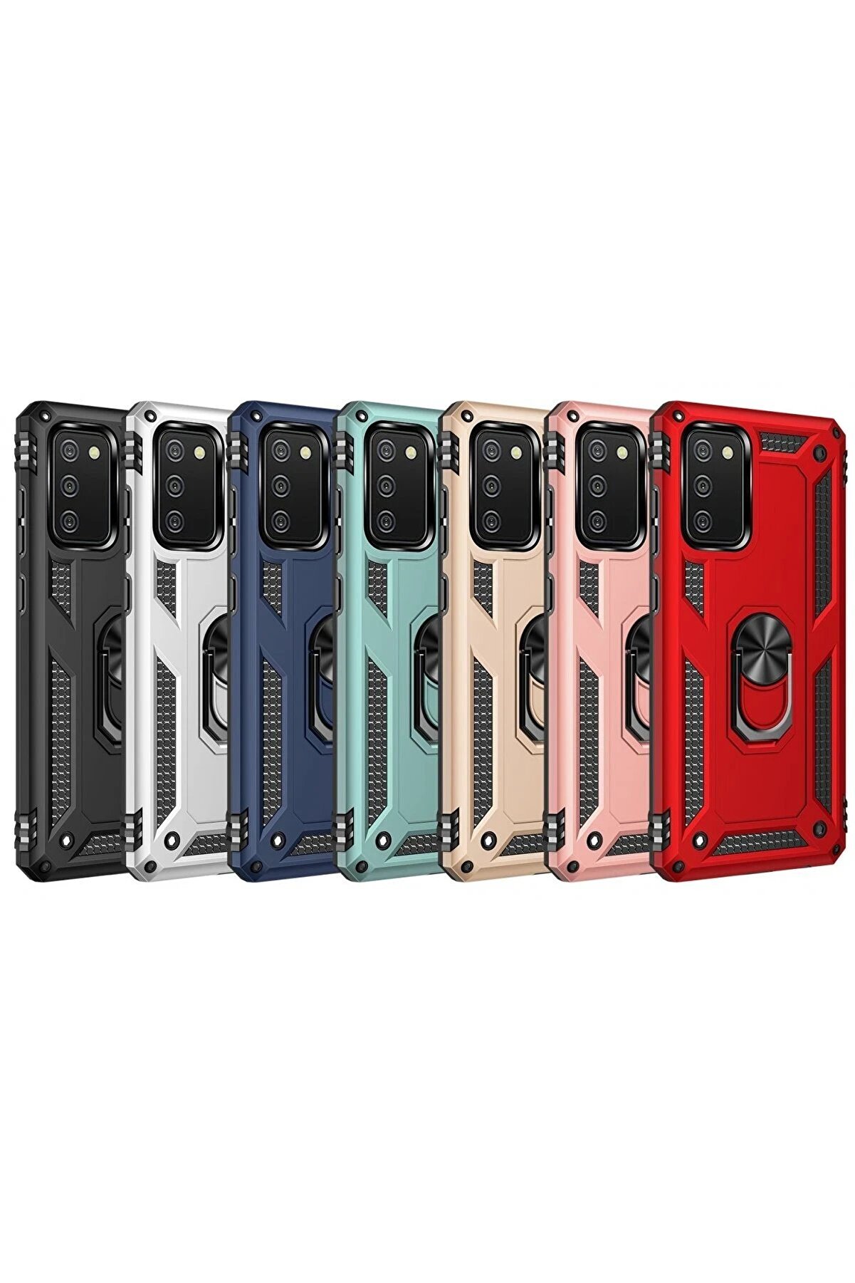 Samsung Galaxy A02S Kılıf Sofya Yüzüklü Si̇li̇kon Kapak - Yeşi̇l - Dropx8416-9792