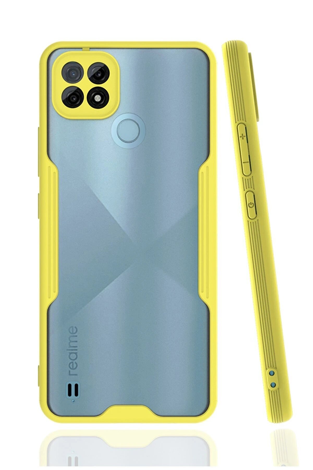 CepteToptan Realme C21 Kılıf Platin Silikon - Sarı - DROPX7398-9785