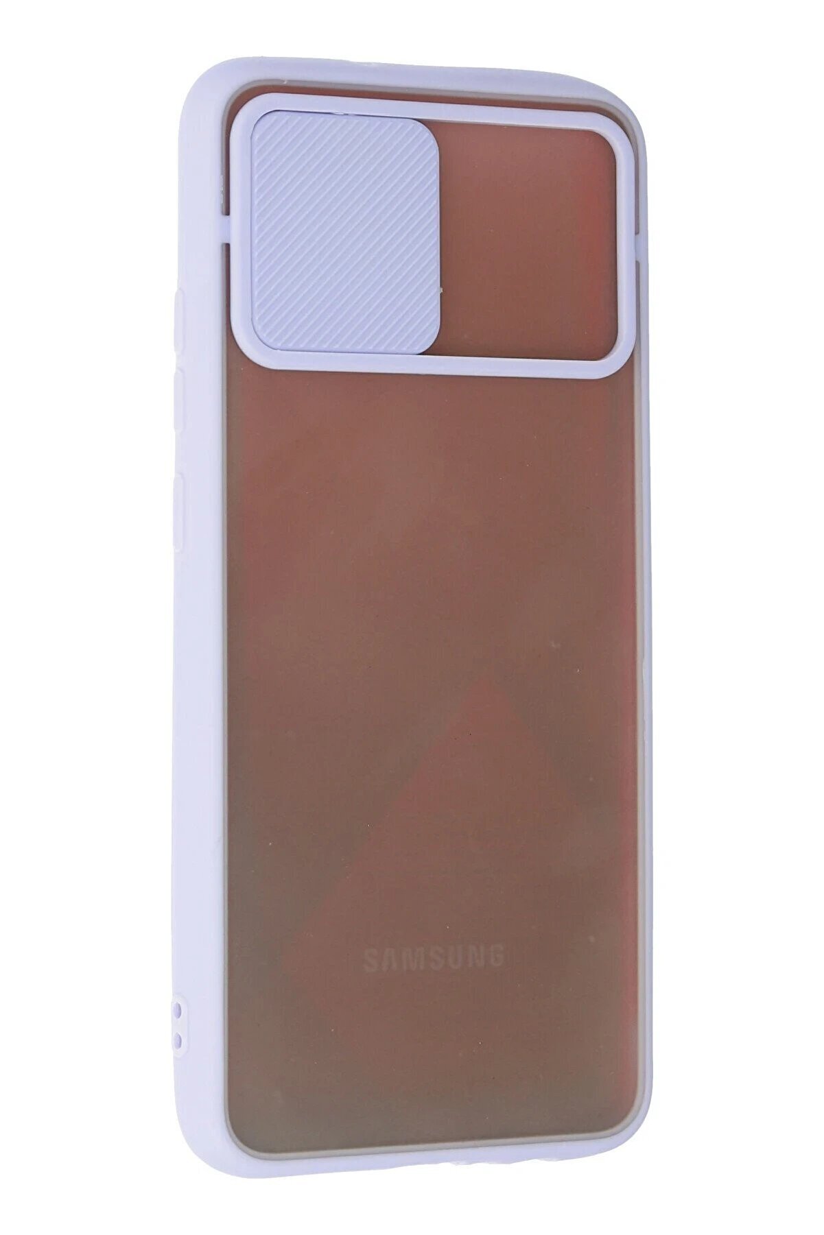 Samsung Galaxy A02S Kılıf Palm Buzlu Kamera S&uuml;rg&uuml;l&uuml; Si̇li̇kon - Li̇la - Dropx6025-7395