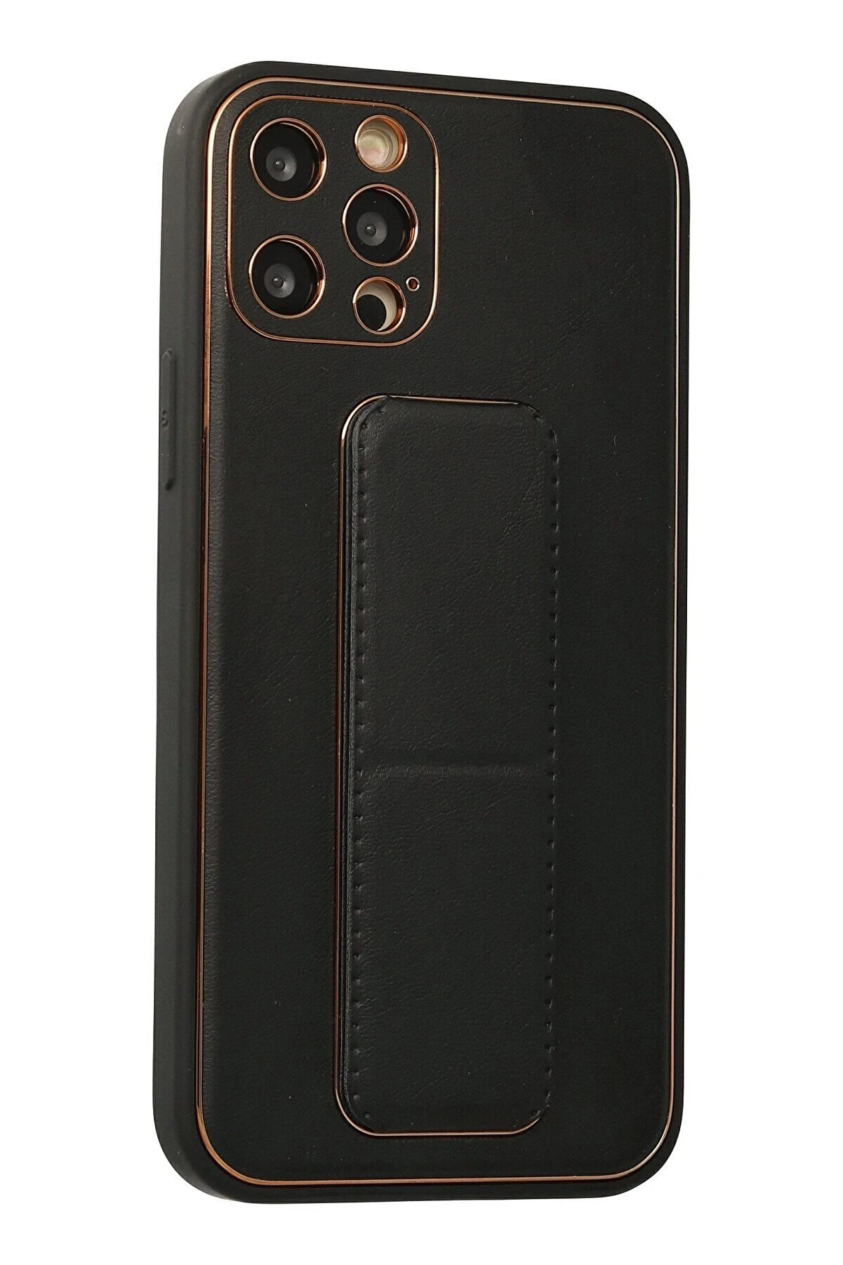 İphone 12 Pro Kılıf Coco Deri̇ Standlı Kapak - Si̇yah - Dropx3221-3926