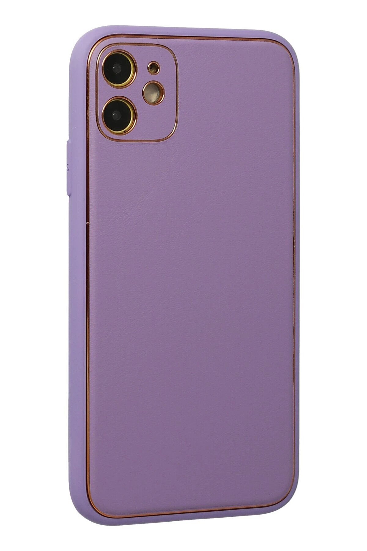 İphone 12 Kılıf Coco Deri̇ Si̇li̇kon Kapak - Li̇la - Dropx6931-9031