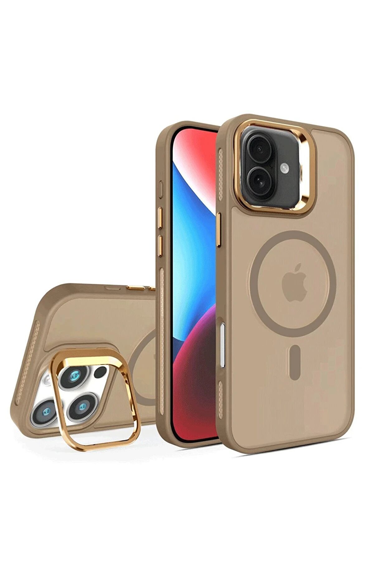 CepteToptan iPhone 16 Plus Flet Lens Magsafe Kapak - Gold - DROPX6216-4547