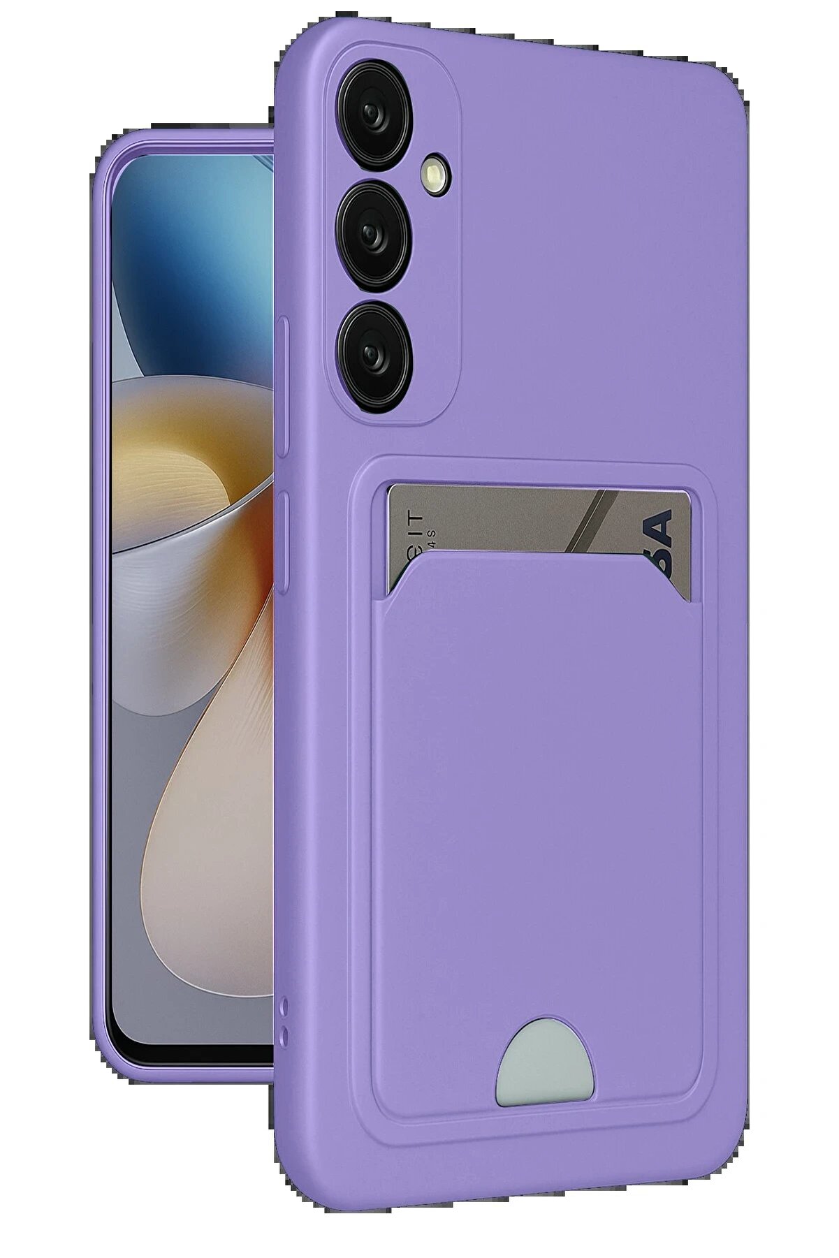 CepteToptan Samsung Galaxy A36 Kılıf Kelvin Kartvizitli Silikon - Lila - DROPX3095-4225