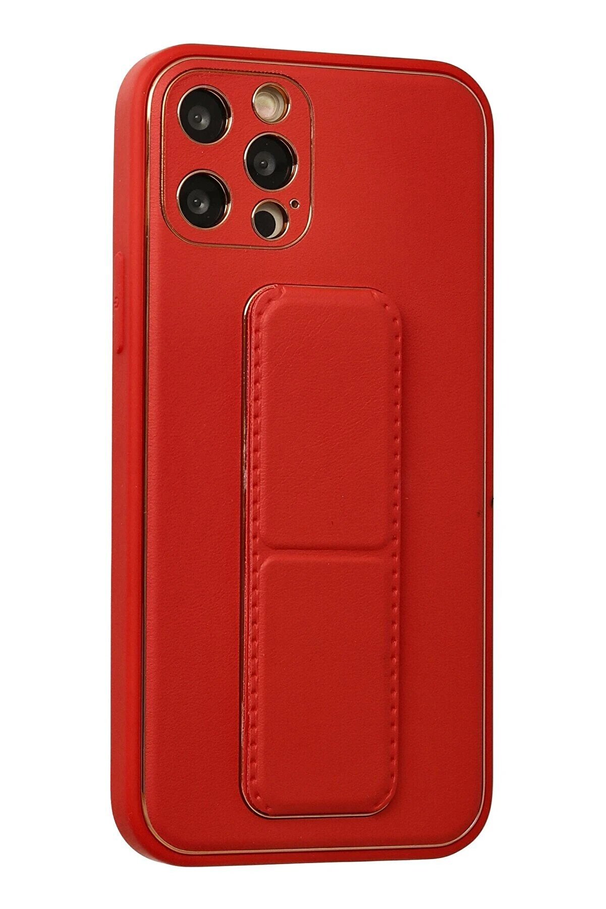 İphone 12 Pro Kılıf Coco Deri̇ Standlı Kapak - Kırmızı - Dropx8772-2851