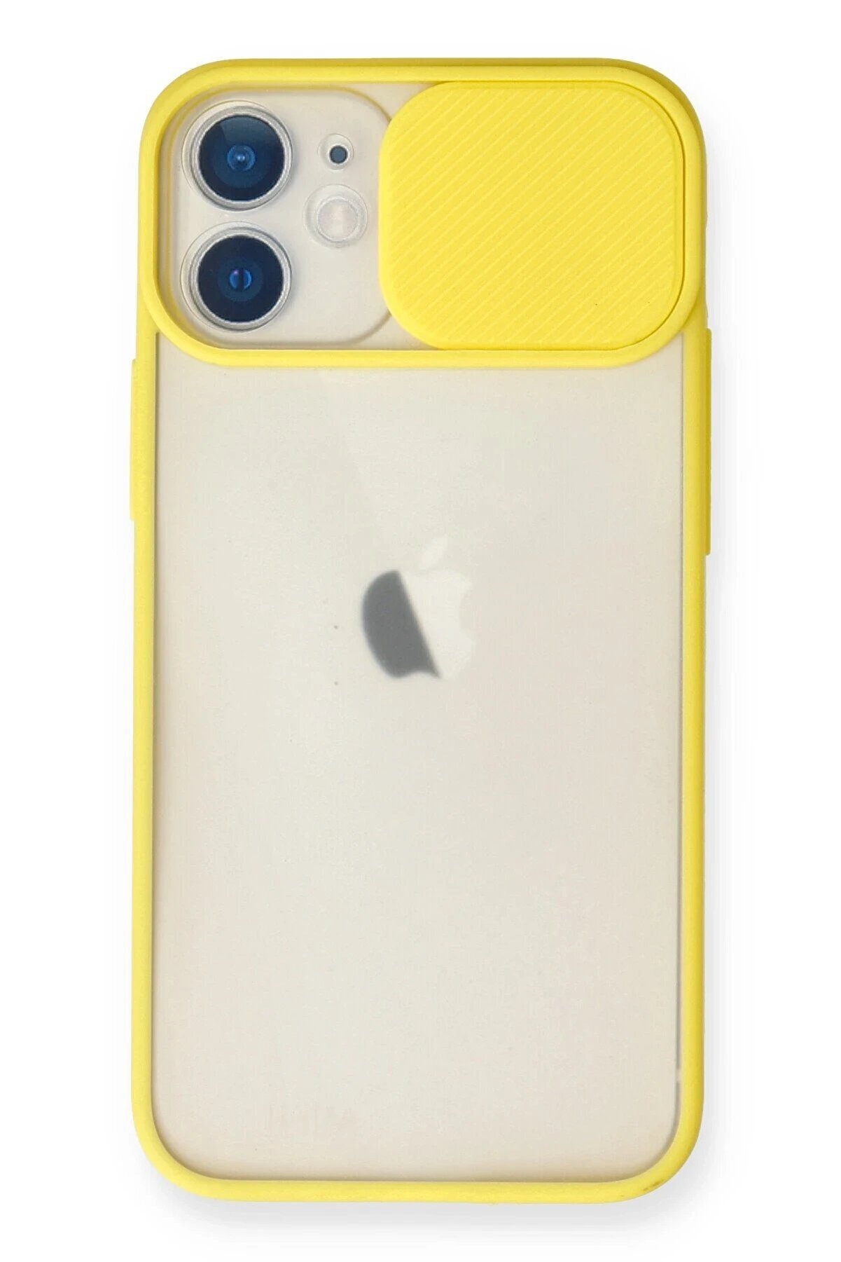 CepteToptan iPhone 11 Kılıf Palm Buzlu Kamera Sürgülü Silikon - Sarı - DROPX3327-5881