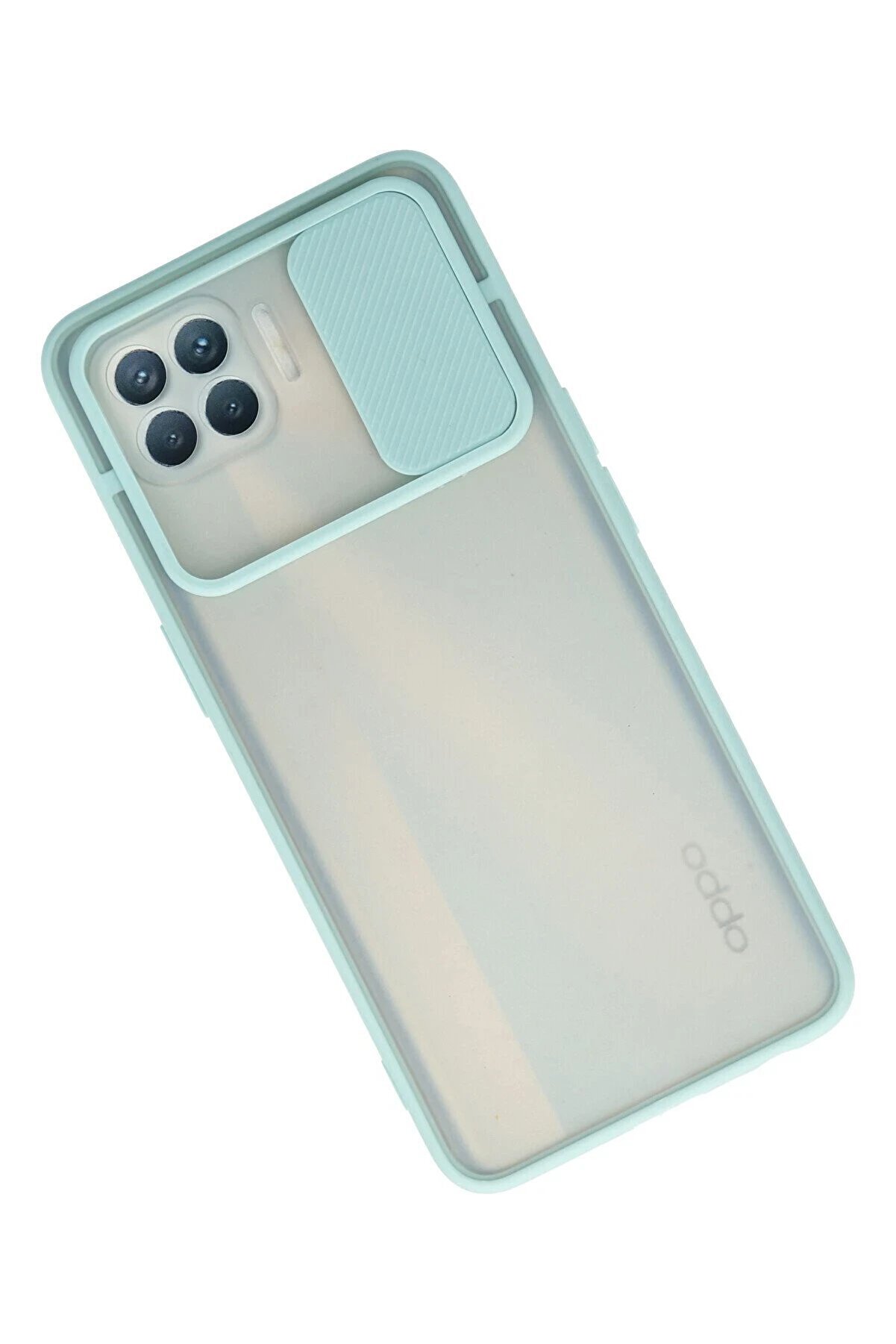 Oppo Reno 4 Li̇te Kılıf Palm Buzlu Kamera Sürgülü Si̇li̇kon - Turkuaz - Dropx2413-7358