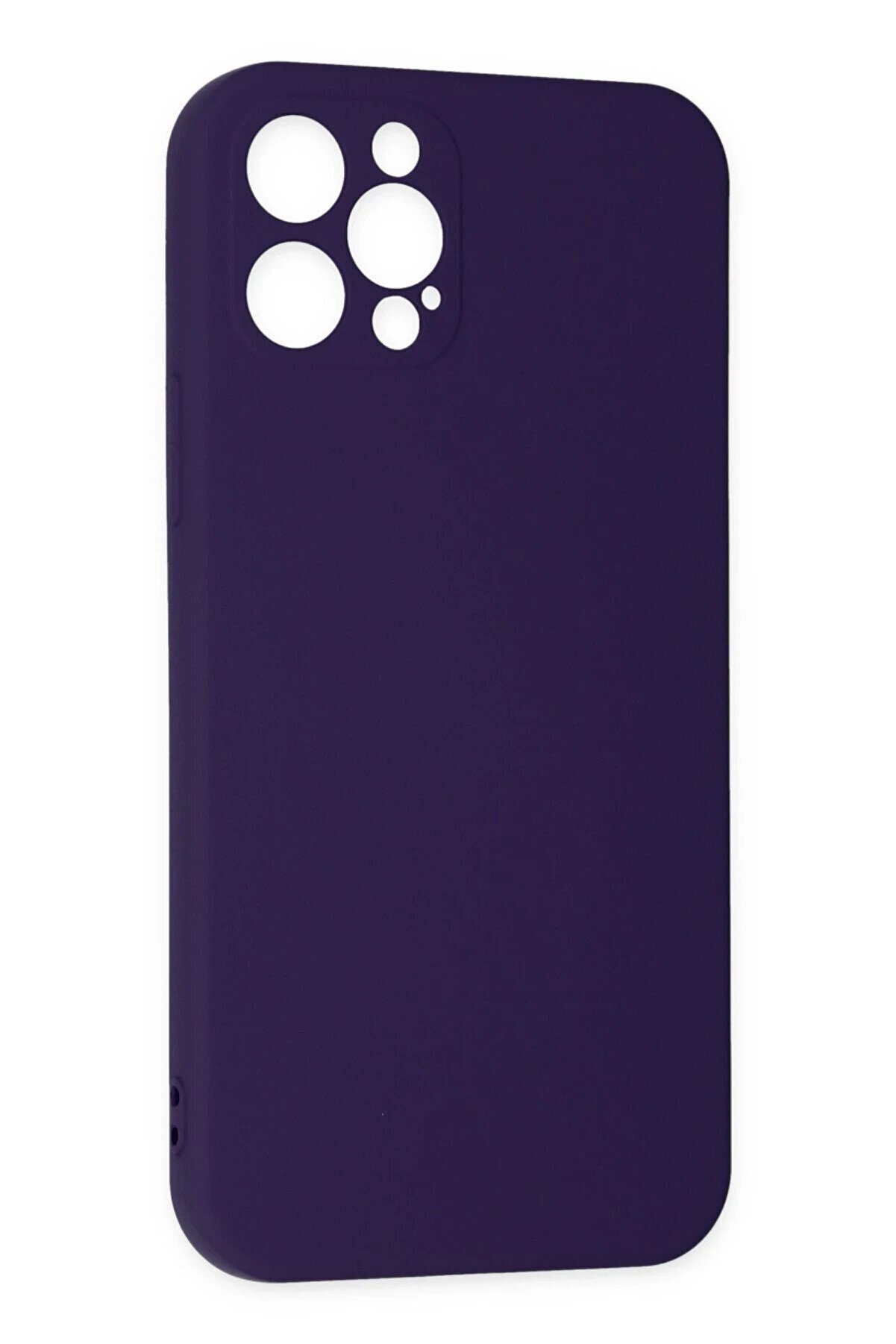 İphone 12 Pro Max Kılıf Nano İçi̇ Kadi̇fe Si̇li̇kon - Mor - Dropx4013-3428