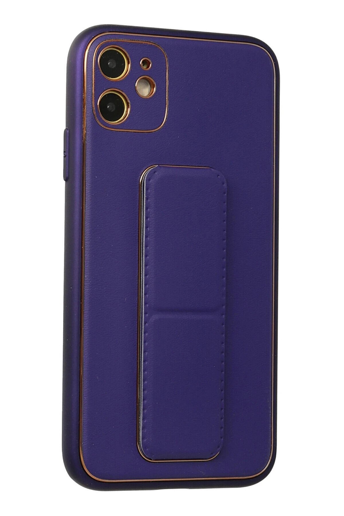 İphone 12 Kılıf Coco Deri̇ Standlı Kapak - Mor - Dropx6577-2947