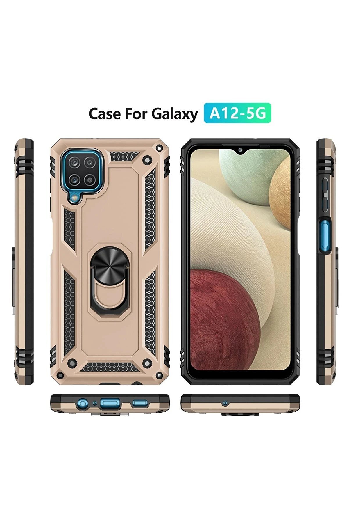 Samsung Galaxy A22 Kılıf Sofya Yüzüklü Si̇li̇kon Kapak - Gold - Dropx1247-2720