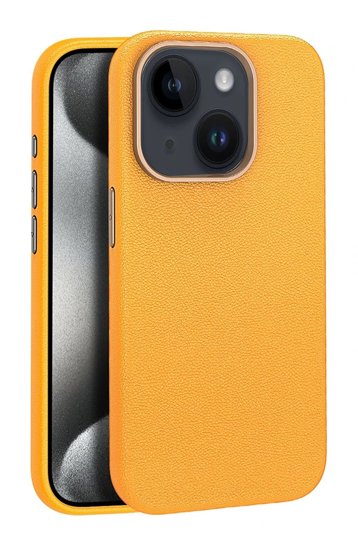 CepteToptan iPhone 15 Kılıf Wonder Deri Magsafe Kapak - Turuncu - DROPX7265-6582
