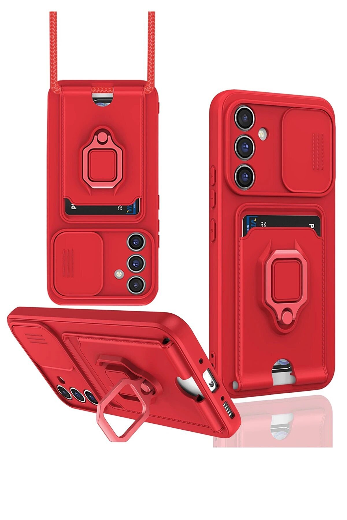 CepteToptan Samsung Galaxy S23 FE Kılıf Zuma Kartvizitli Y&uuml;z&uuml;kl&uuml; Silikon - Kırmızı - DROPX6837-1746