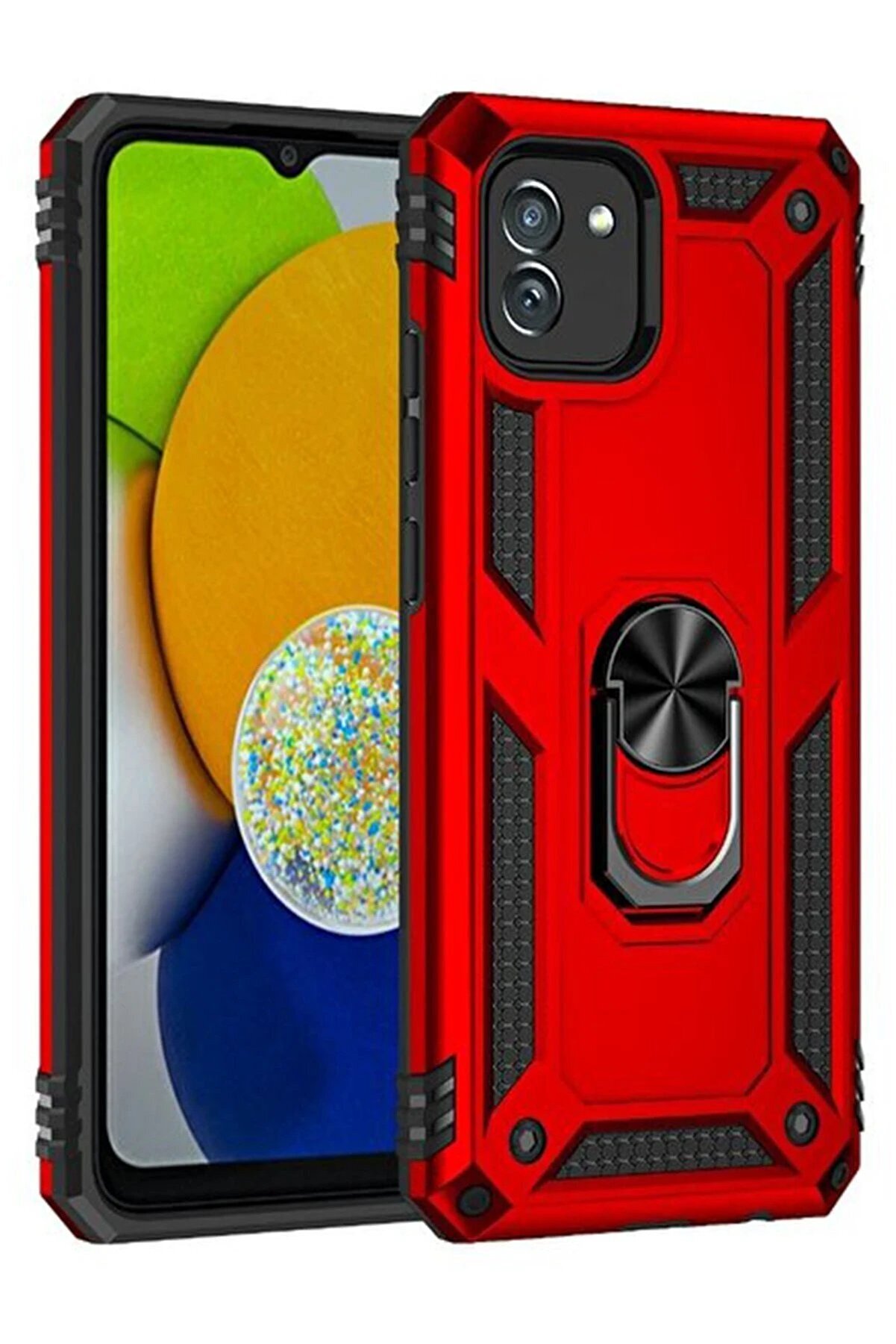 CepteToptan Samsung Galaxy A03 Kılıf Sofya Y&uuml;z&uuml;kl&uuml; Silikon Kapak - Kırmızı - DROPX9508-4394