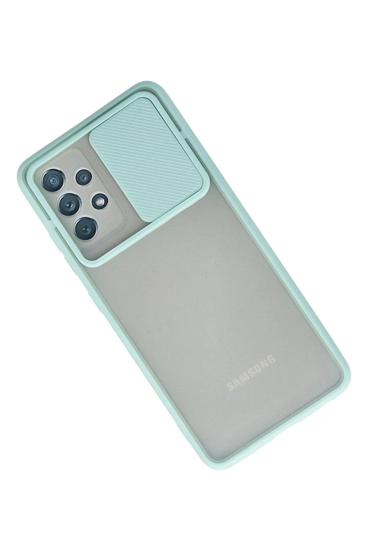Samsung Galaxy A52 Kılıf Palm Buzlu Kamera Sürgülü Si̇li̇kon - Turkuaz - Dropx2677-9590