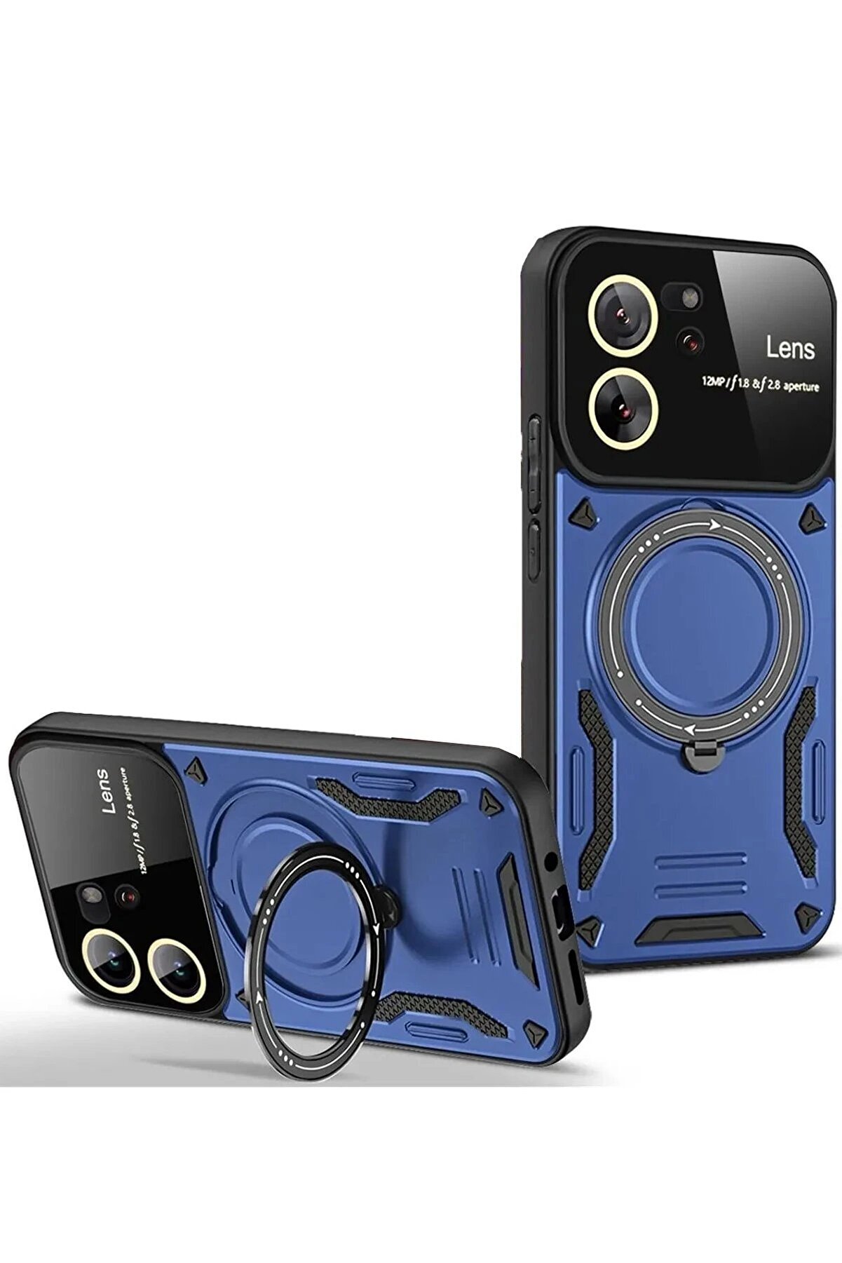 CepteToptan Xiaomi Mi 13T Pro Kılıf Joy Lens Standlı Kapak - Lacivert - DROPX6836-8133