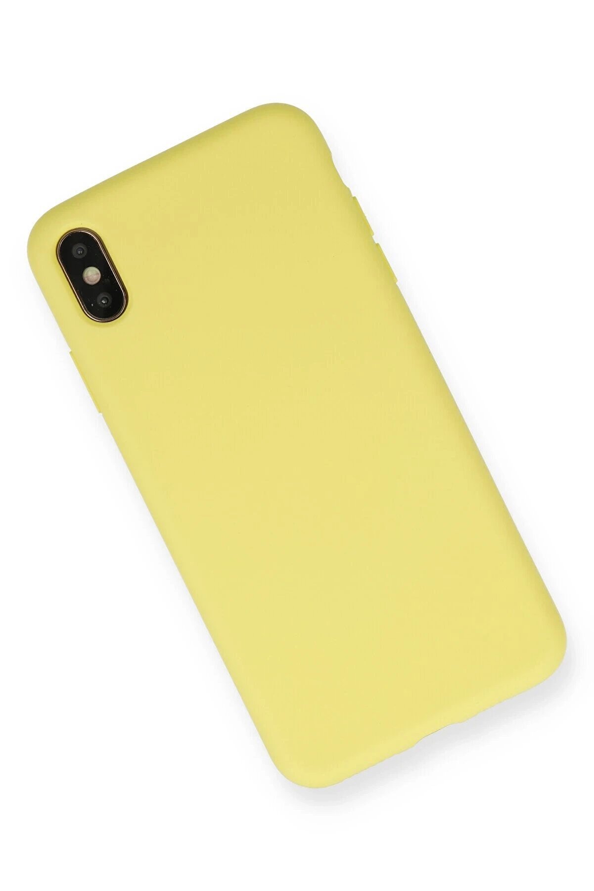 İphone Xs Max Kılıf Nano İçi̇ Kadi̇fe Si̇li̇kon - Mat Sarı - Dropx8330-4974