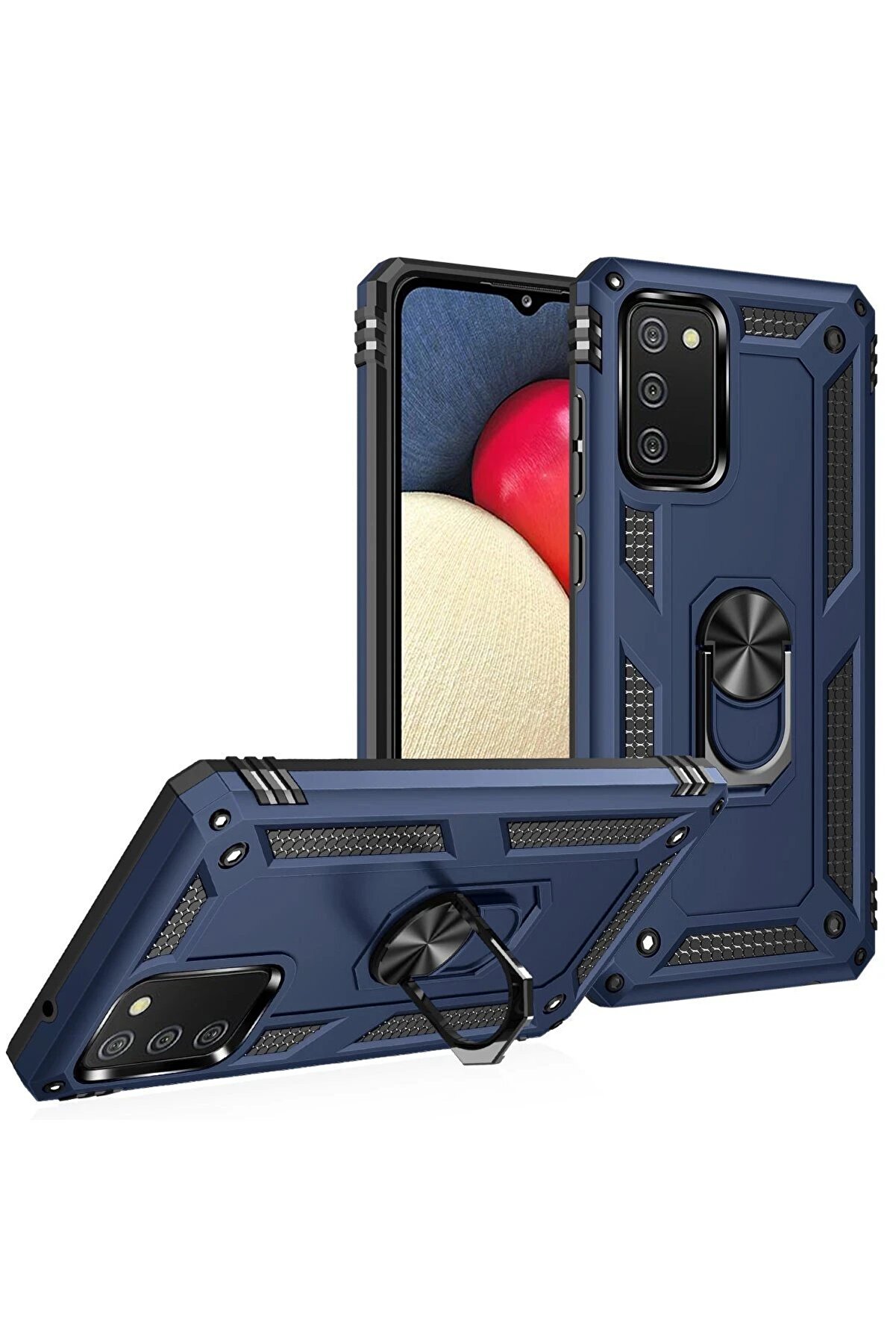 Samsung Galaxy A02S Kılıf Sofya Yüzüklü Si̇li̇kon Kapak - Laci̇vert - Dropx6872-5398