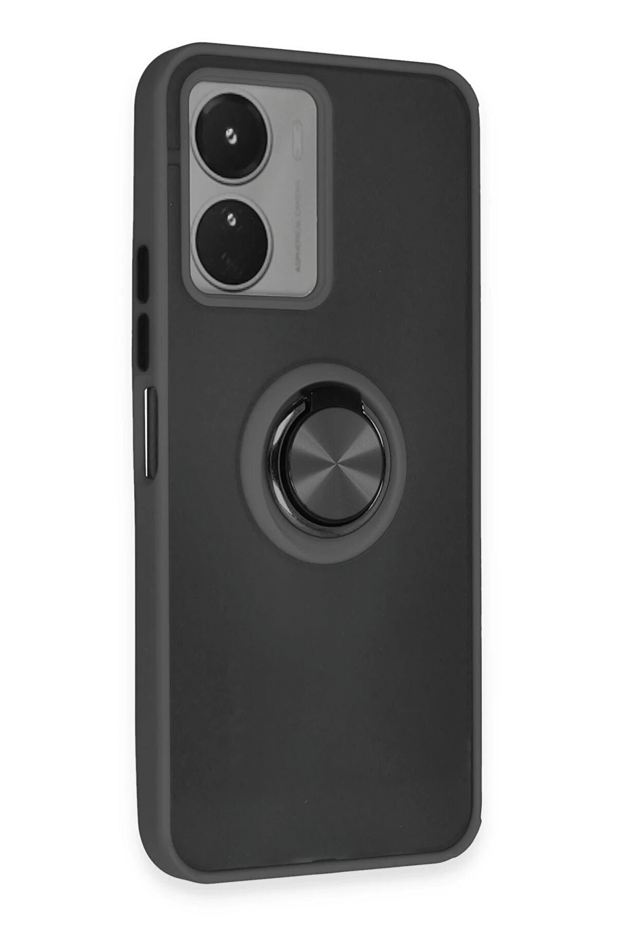 Vi̇vo Y16 Kılıf Montreal Yüzüklü Si̇li̇kon Kapak - Si̇yah - Dropx6640-1256