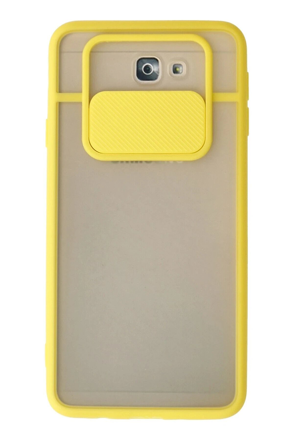 CepteToptan Samsung Galaxy J7 Prime Kılıf Palm Buzlu Kamera Sürgülü Silikon - Sarı - DROPX8301-9671