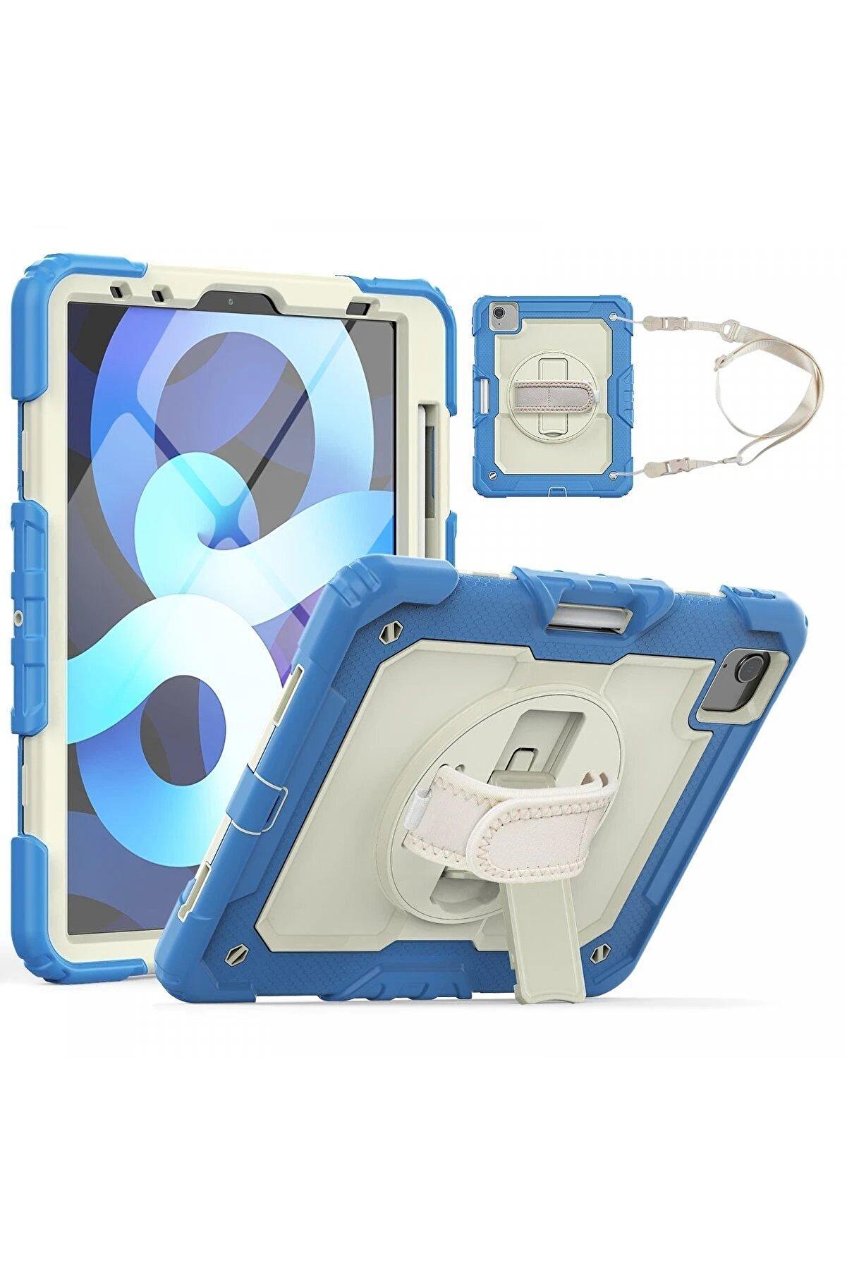 CepteToptan iPad Pro 11 (2020) Kılıf Strap New Tablet Kapak - Mavi - DROPX3987-1038