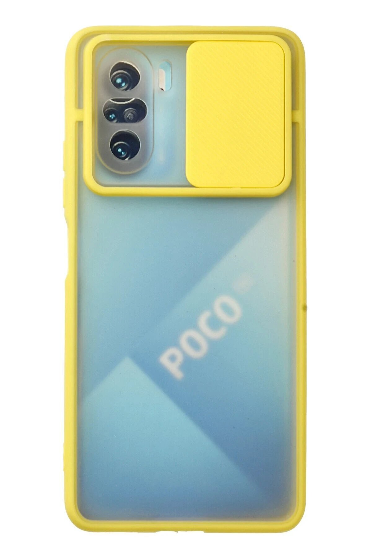 CepteToptan Xiaomi Poco F3 Kılıf Palm Buzlu Kamera S&uuml;rg&uuml;l&uuml; Silikon - Sarı - DROPX5301-2974