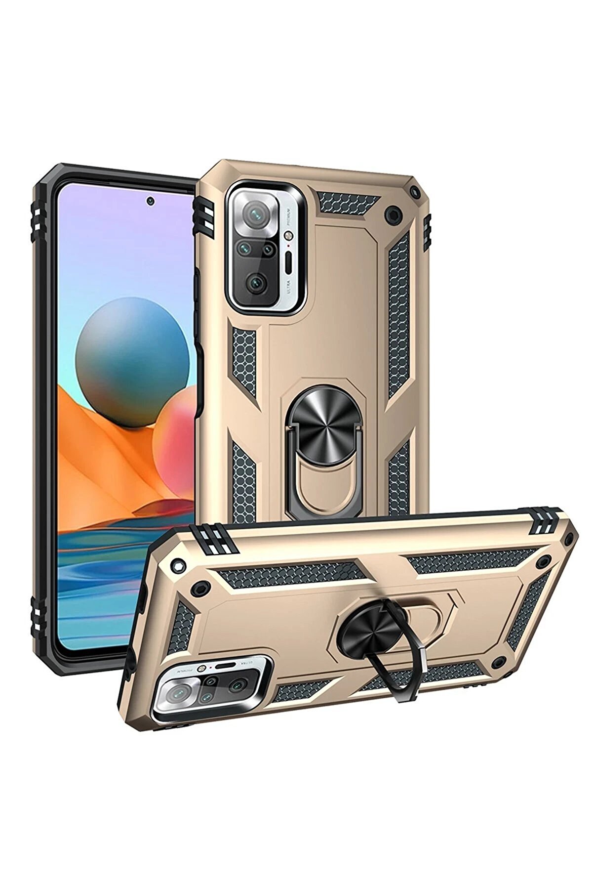 Xi̇aomi̇ Redmi̇ Note 10 Pro Kılıf Sofya Yüzüklü Si̇li̇kon Kapak - Gold - Dropx2476-1552