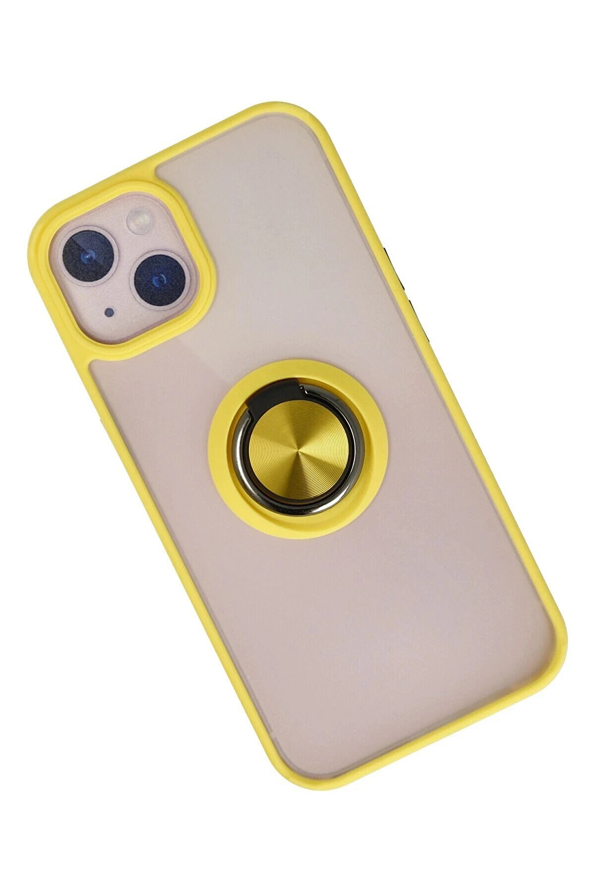 İphone 13 Kılıf Montreal Yüzüklü Si̇li̇kon Kapak - Sarı - Dropx9388-6850