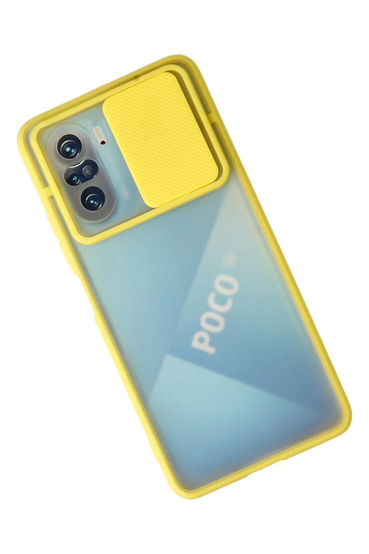 Xi̇aomi̇ Poco F3 Kılıf Palm Buzlu Kamera S&uuml;rg&uuml;l&uuml; Si̇li̇kon - Sarı - Dropx5301-2974
