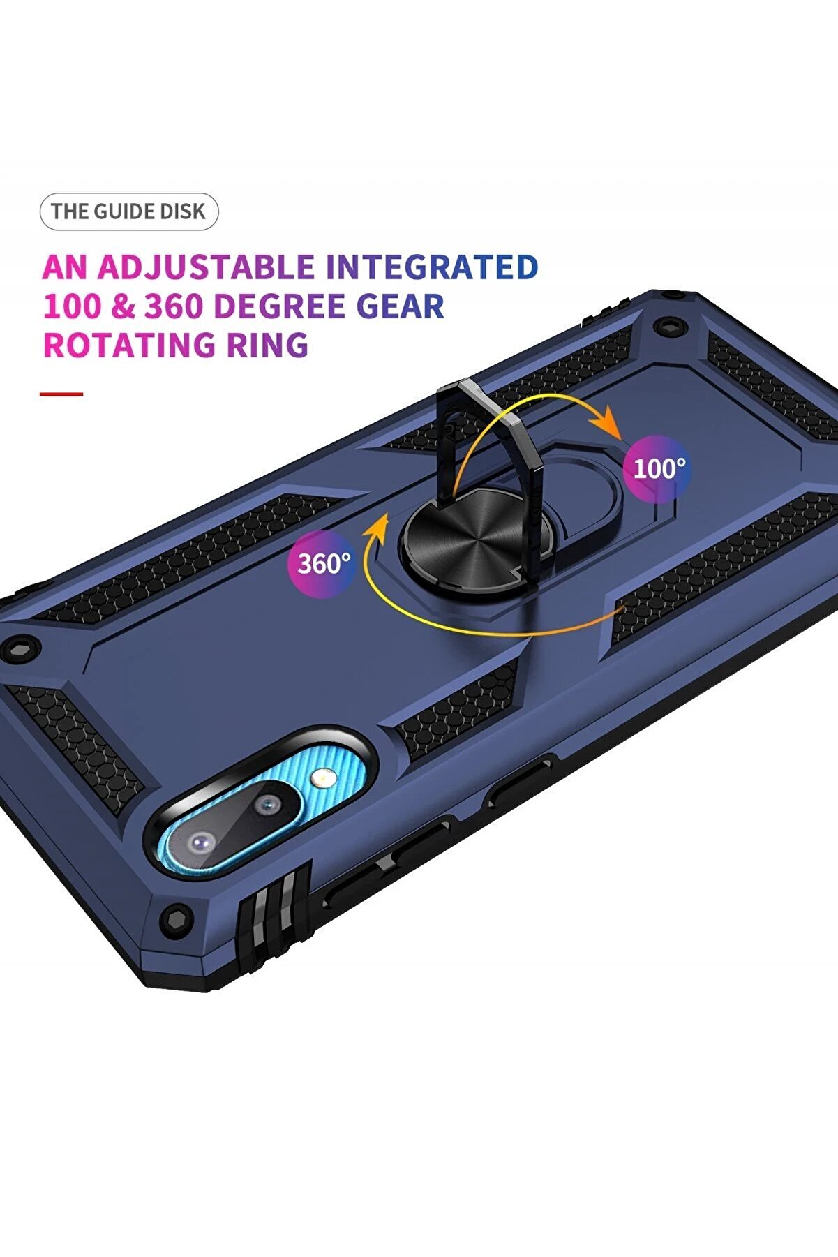 Samsung Galaxy A02 Kılıf Sofya Yüzüklü Si̇li̇kon Kapak - Laci̇vert - Dropx3920-8995